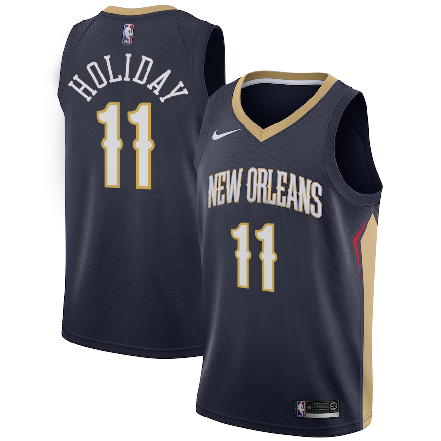NBA Men New Orleans Pelicans Dark Blue #11 HOLLIDAY Jersey High Quality Name and Number Print - leoleo123123