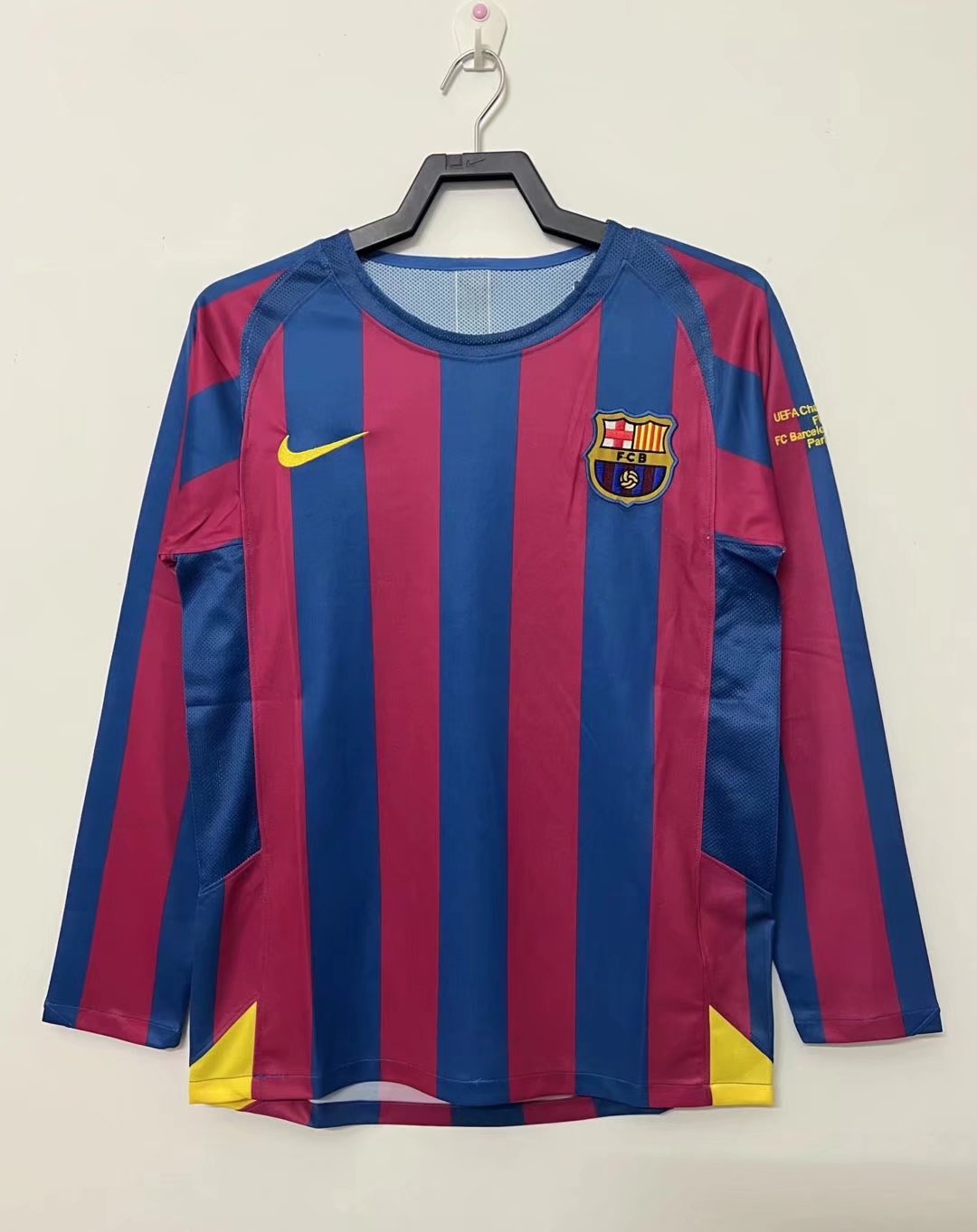 05-06 Barcelona Home Retro Jersey Long Sleeve Champions Version - leoleo123123