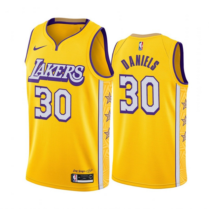 NBA Los Angeles Lakers 19-20 New Yellow #30 DANIELS Jersey High Quality Name and Number Print - leoleo123123