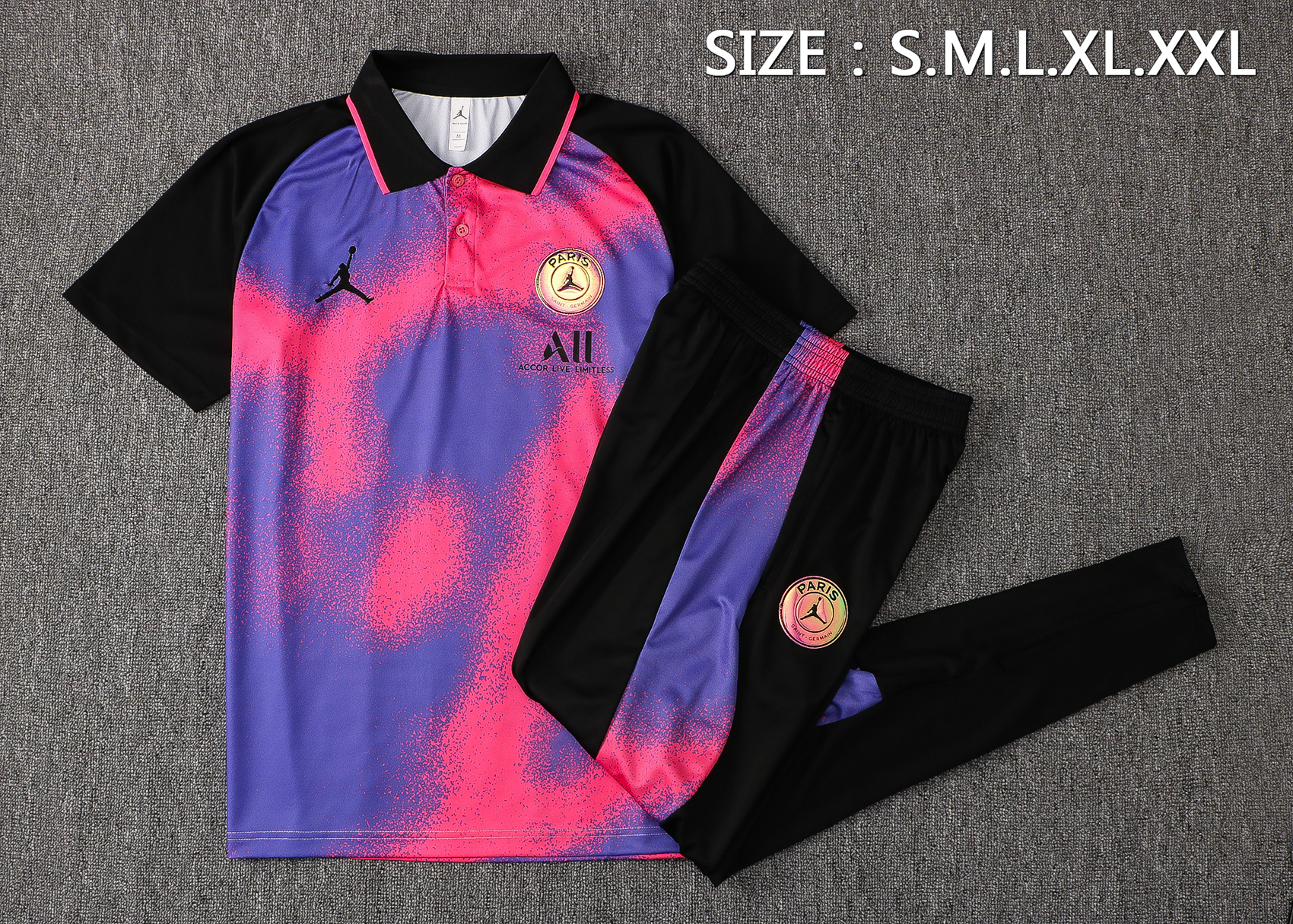 21-22 PSG Pink and Purple Polo Training Tracksuit Thai Quality - leoleo123123