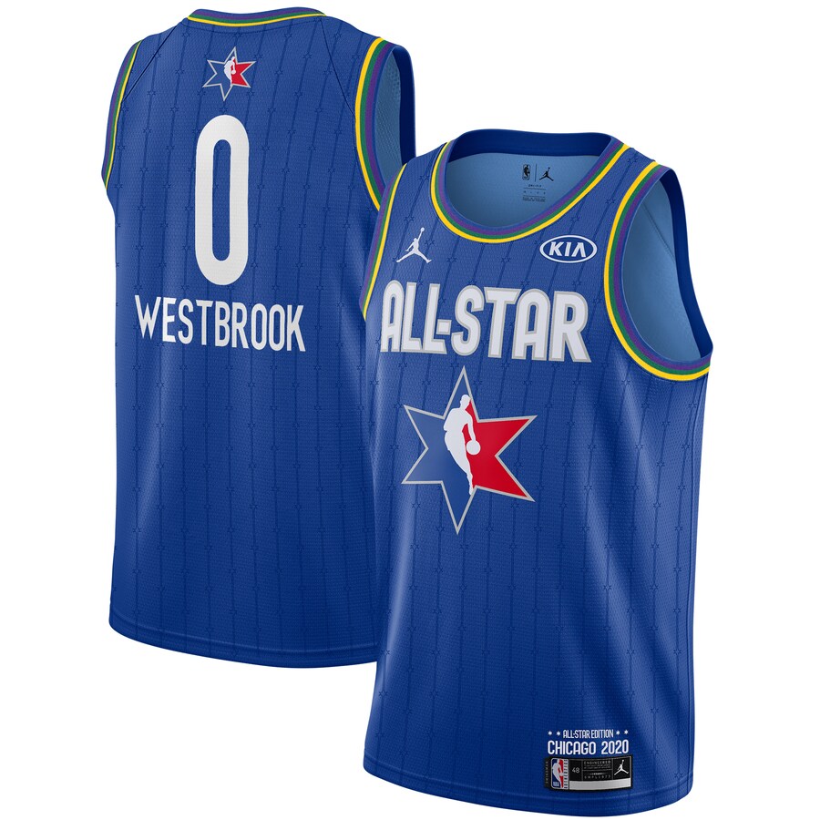 NBA Men 2020 All Star Jerseys Blue #0 WESTBROOK Jersey High Quality Name and Number Print - leoleo123123