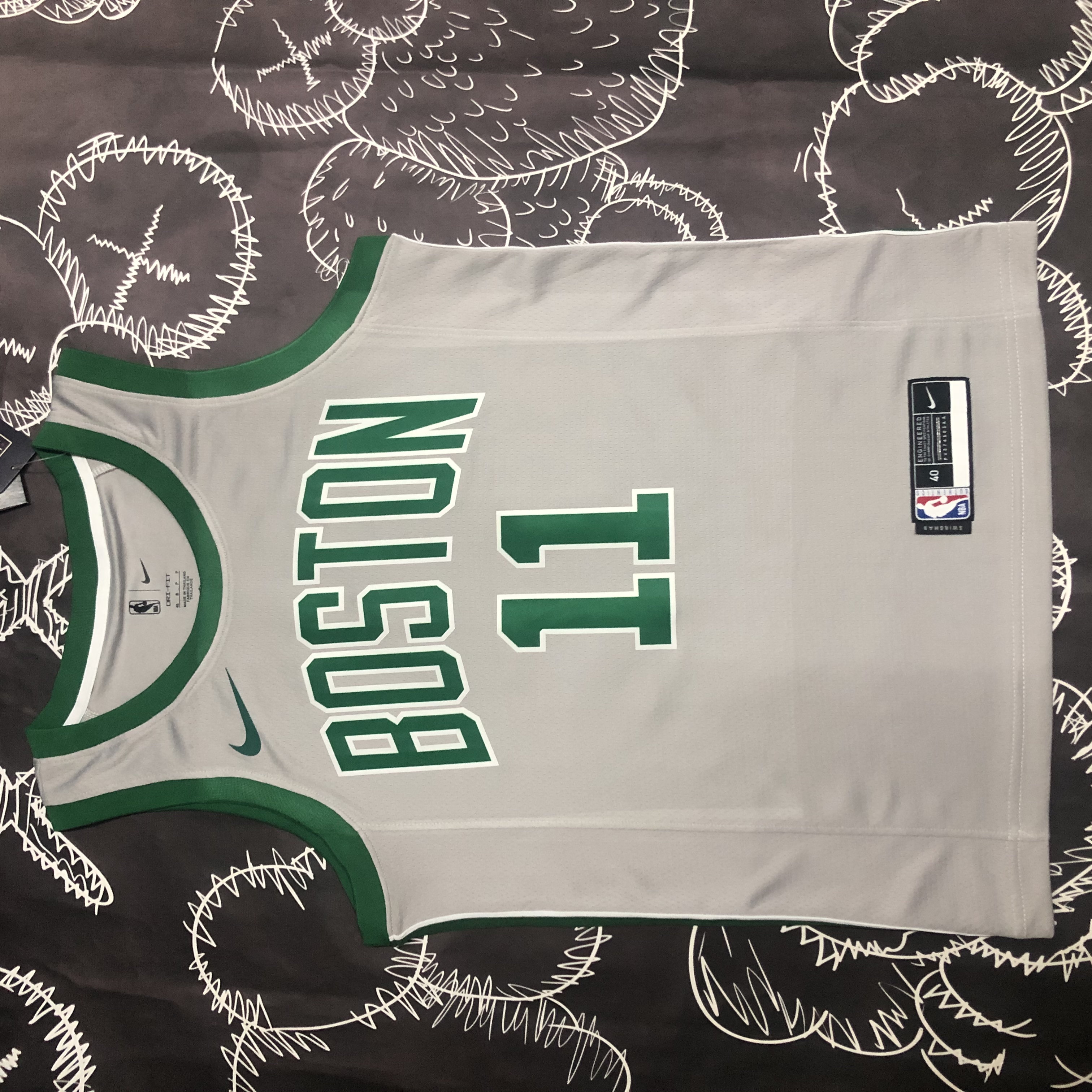 NBA Men Boston Celtics Grey #11 IRVING Jersey High Quality Name and Number Print - leoleo123123