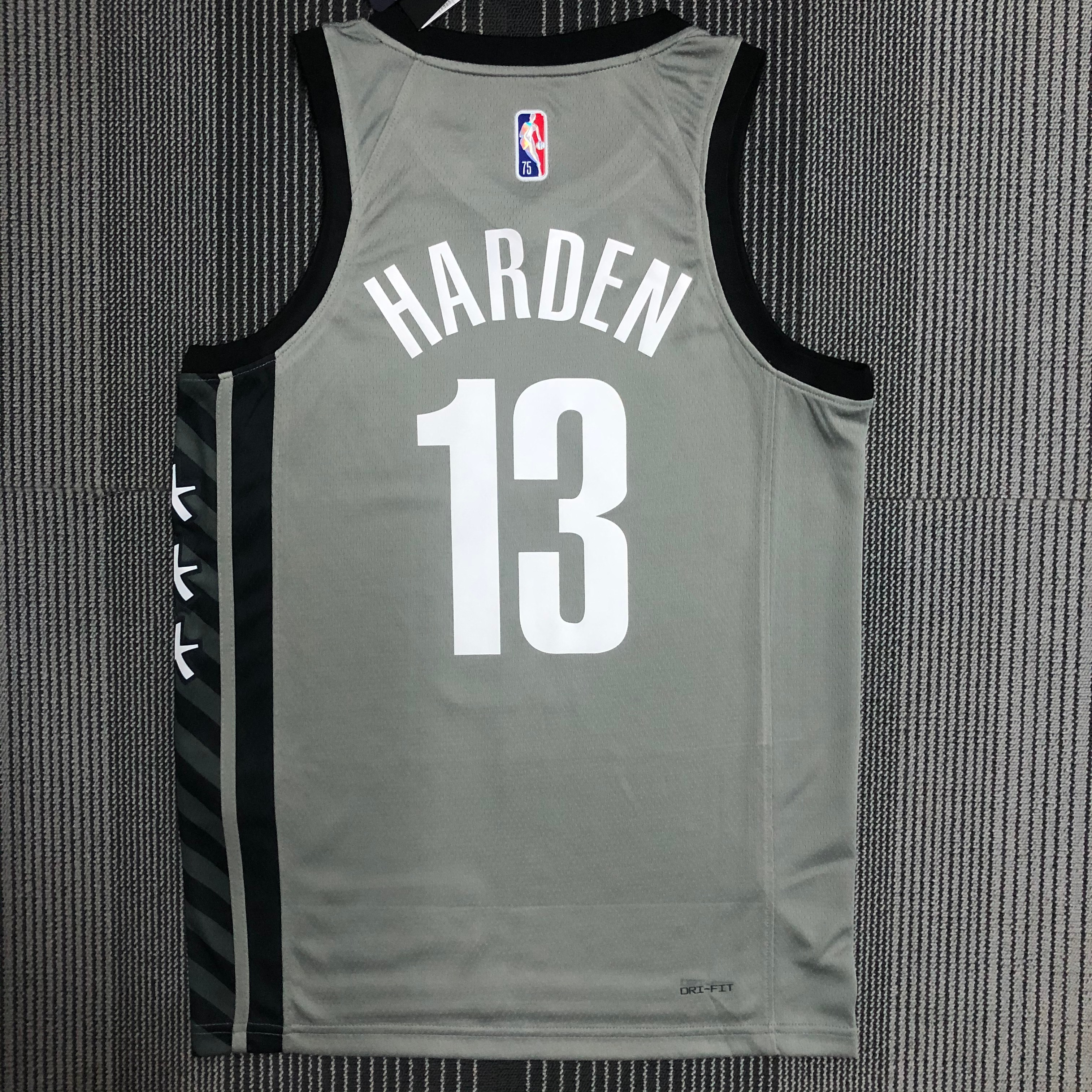 NBA Men 75th Anniversary Brooklyn Nets Grey with Jordan Logo #13 HARDEN Jersey High Quality Name and Number Print - leoleo123123