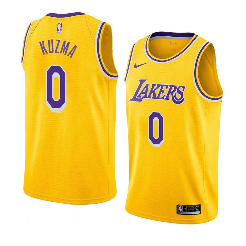 NBA Men Los Angeles Lakers Retro Yellow Round Neck #0 KUZMA Jersey High Quality Name and Number Print - leoleo123123