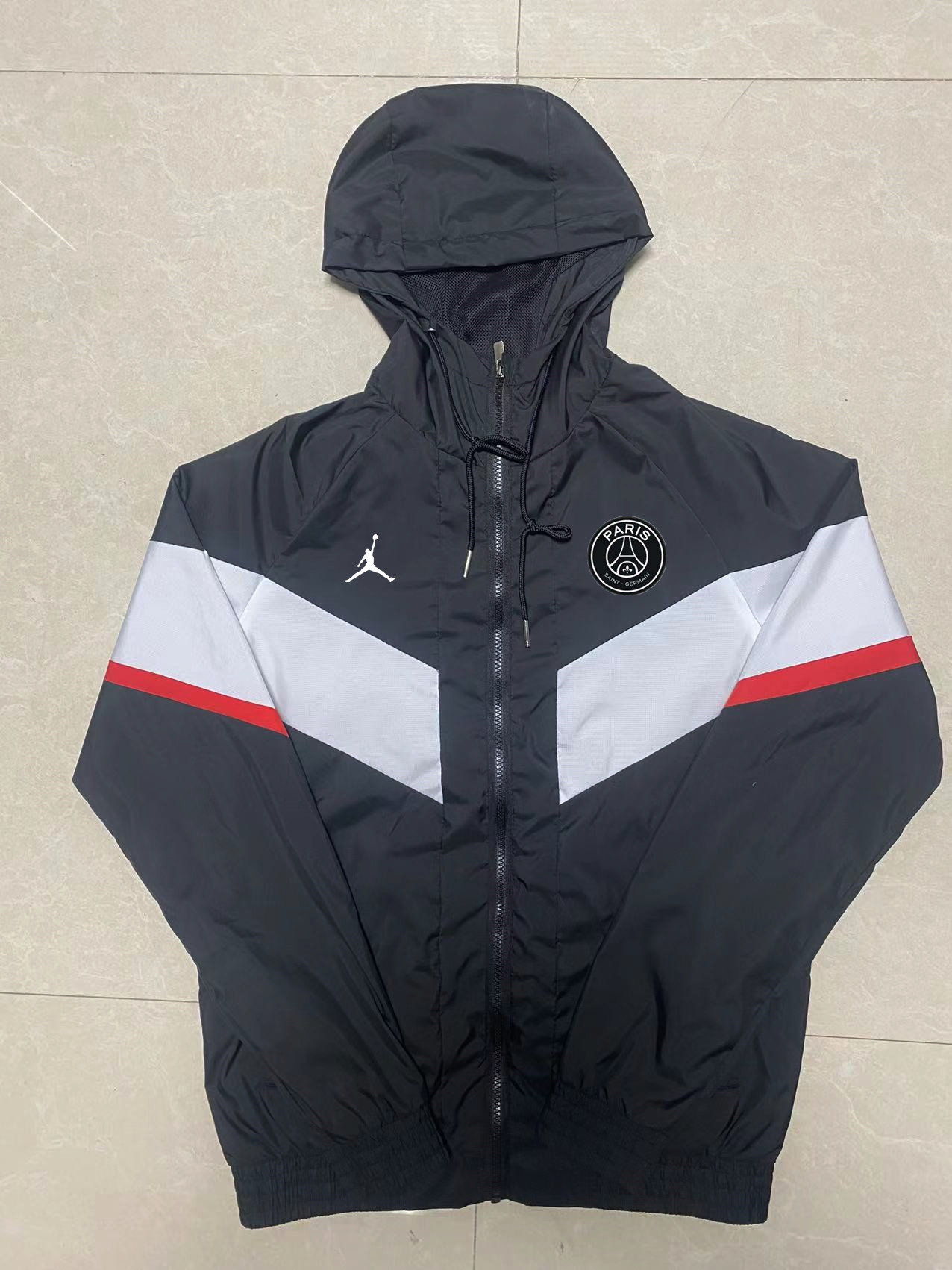 22/23 PSG Black with Jordan Logo Windbreaker Jacket Thai Quality - leoleo123123