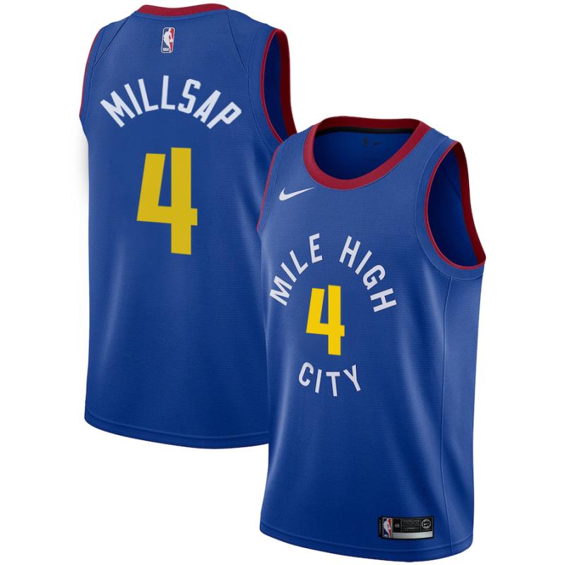 NBA Men Denver Nuggets Blue City #4 MILLSAP Jersey High Quality Name and Number Print - leoleo123123