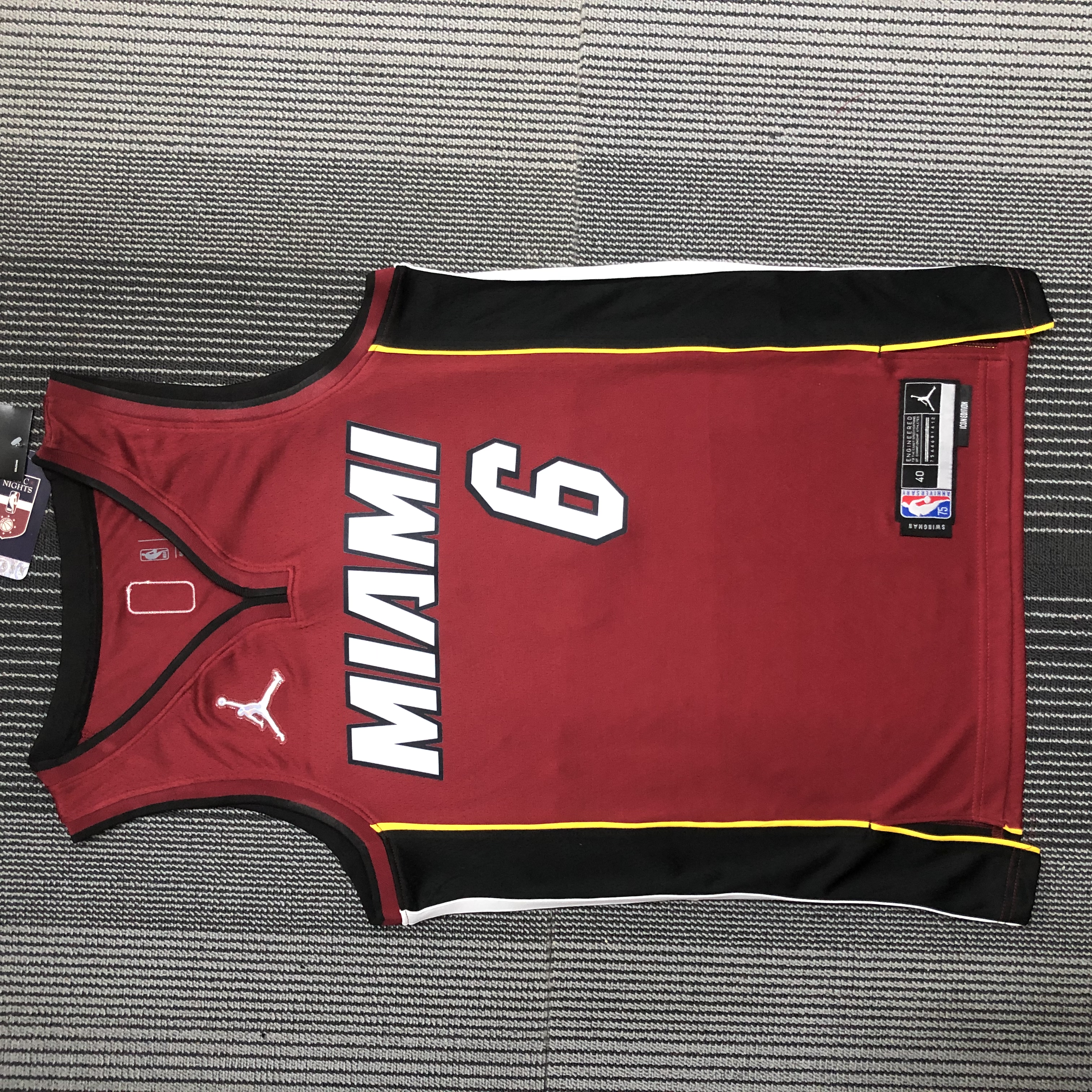 NBA Men 75th Anniversary Miami Heat Red #6 JAMES Jersey High Quality Name and Number Print - leoleo123123