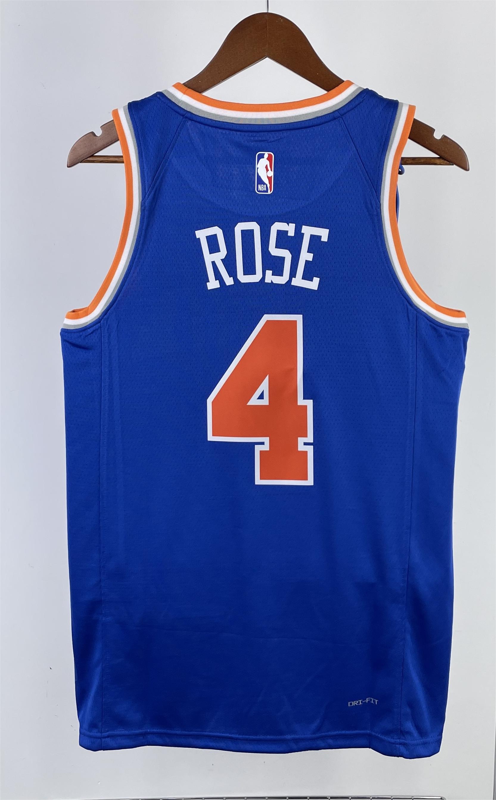 NBA Men 2023 New York Knicks Blue #4 ROSE Jersey High Quality Name and Number Print - leoleo123123
