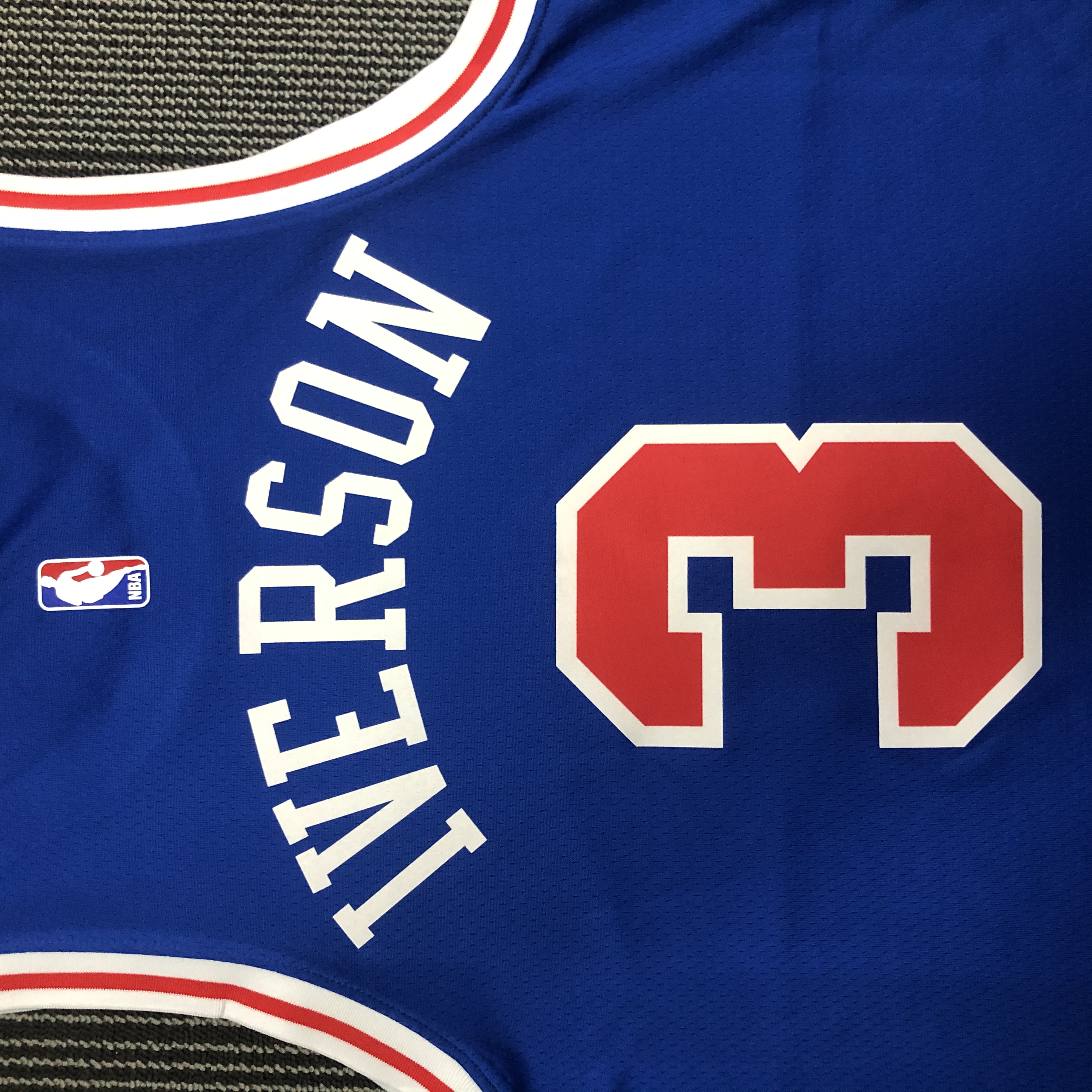 NBA Men Philadelphia 76ers Retro Blue Round-neck #3 IVERSON Jersey High Quality Name and Number Print - leoleo123123