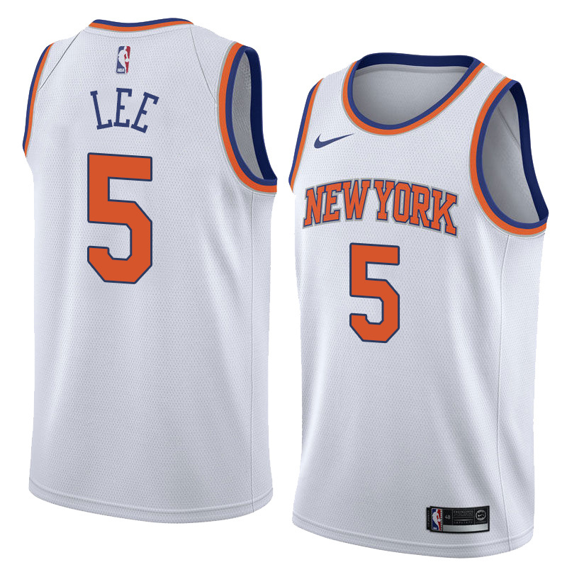 NBA Men New York Knicks White #5 LEE Jersey High Quality Name and Number Print - leoleo123123