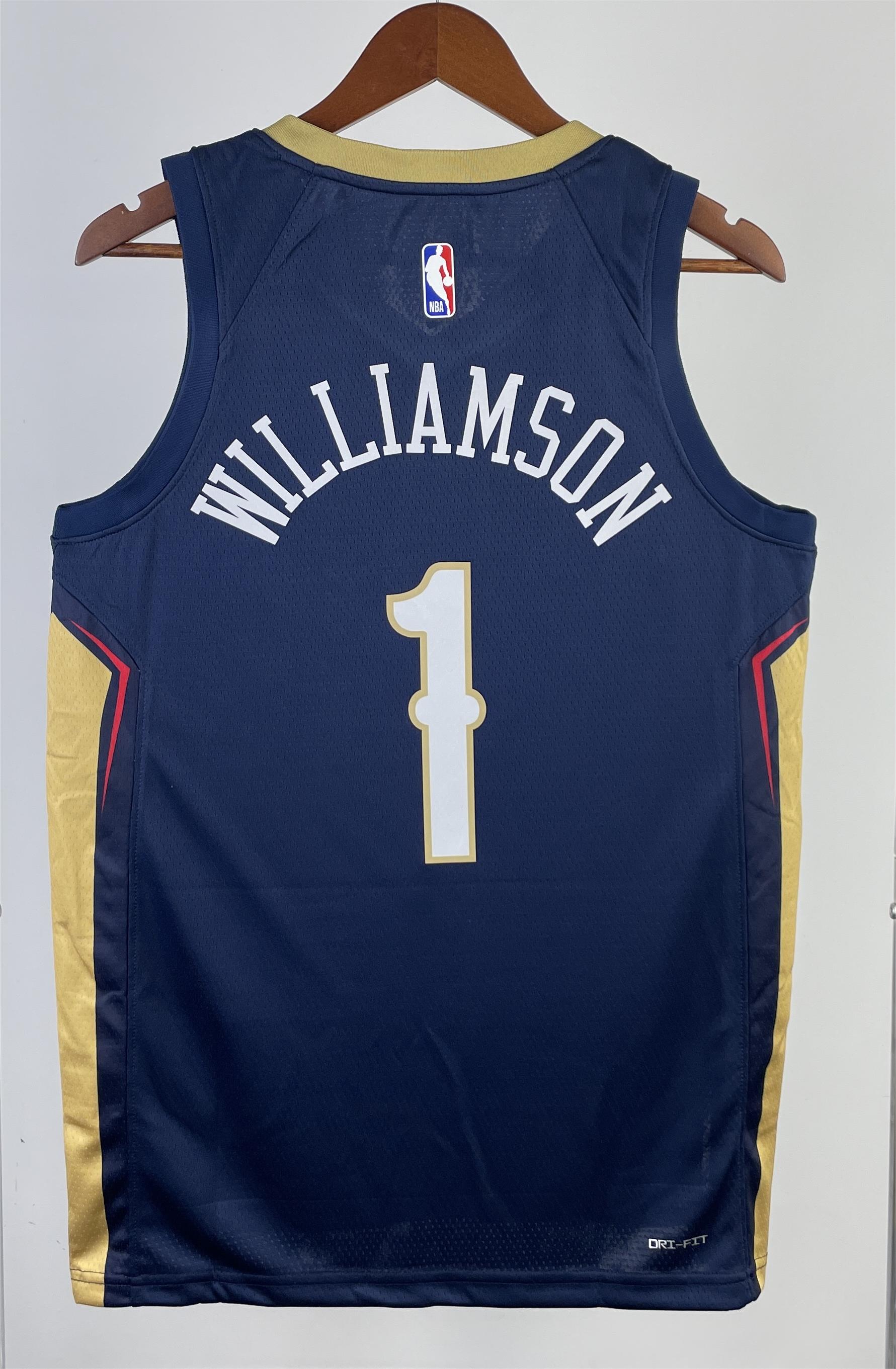 NBA Men 2022/23 New Orleans Pelicans Dark Blue #1 WILLIAMSON Jersey High Quality Name and Number Print - leoleo123123