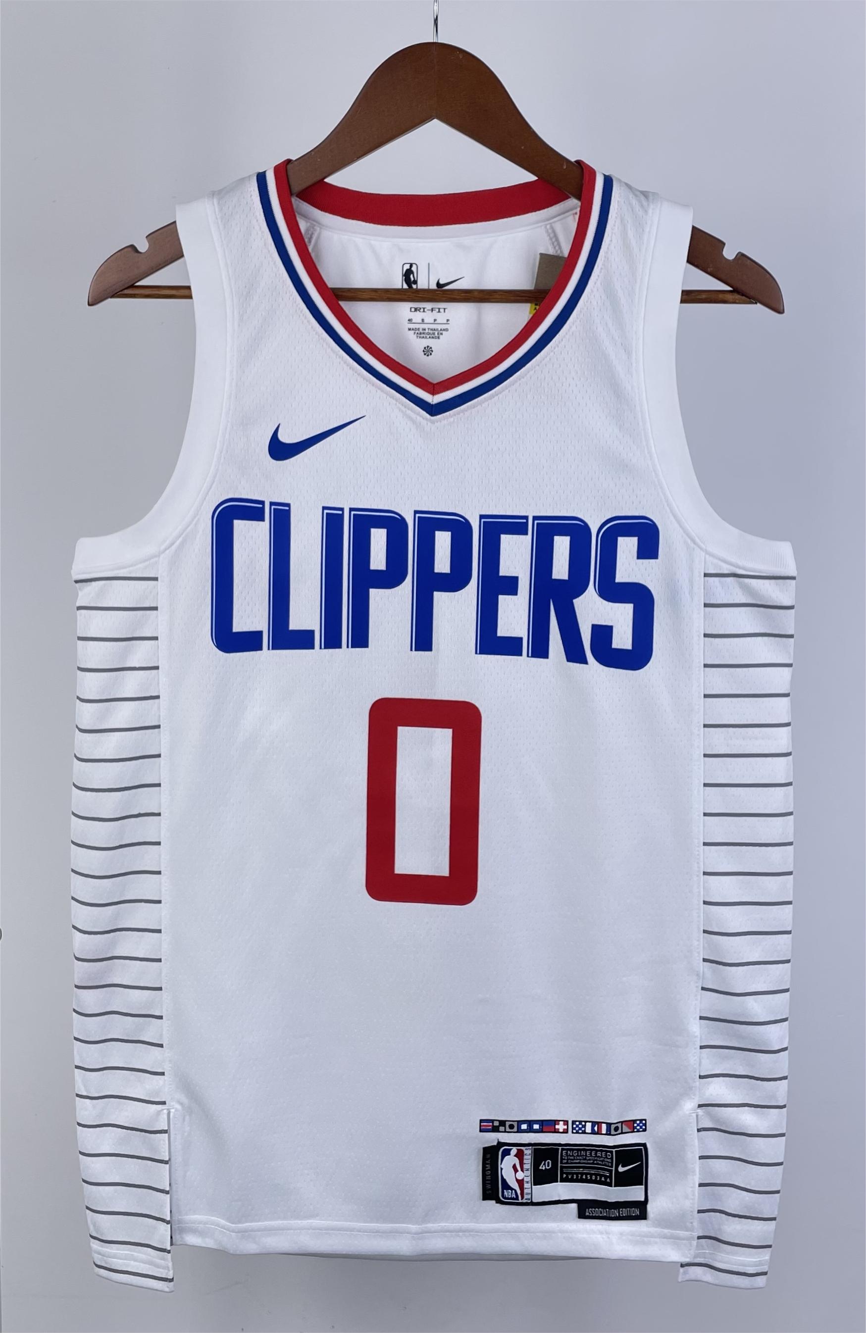NBA Season 2023 Men Los Angeles Clippers White #0 WESTBROOK Jersey High Quality Name and Number Print - leoleo123123