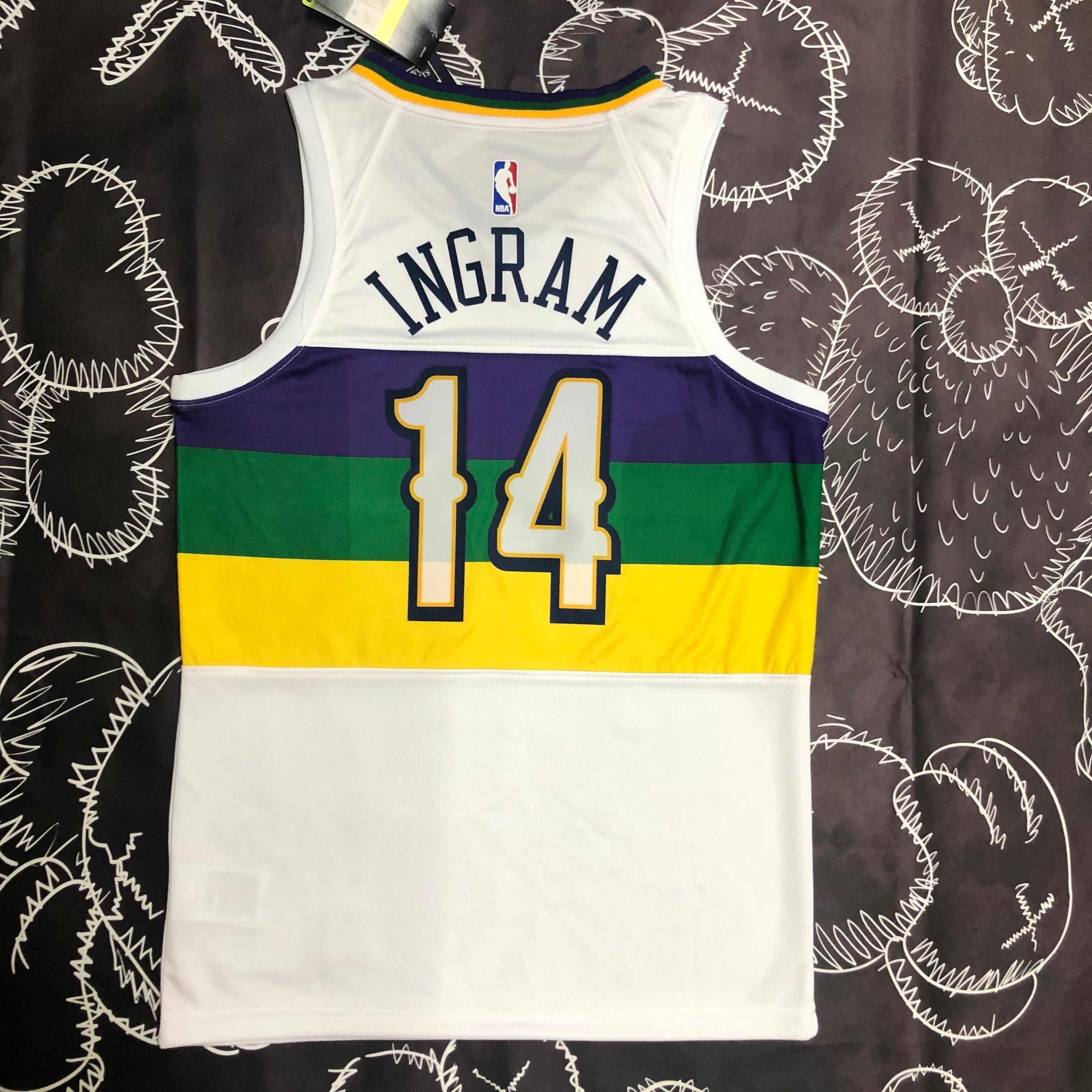 NBA Men Season 2018 New Orleans Pelicans White City #14 INGRAM Jersey High Quality Name and Number Print - leoleo123123
