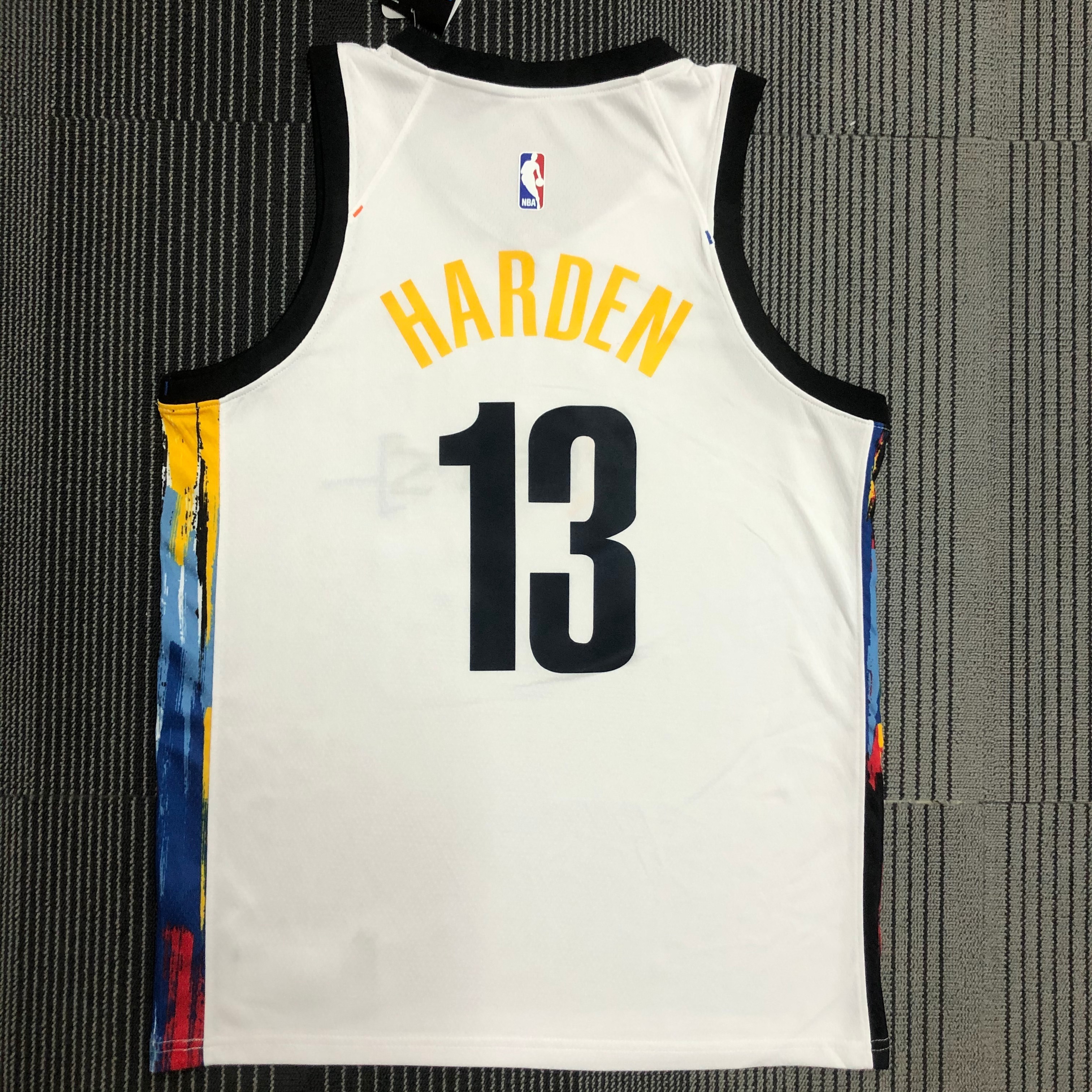 NBA Men Season 2021 Brooklyn Nets White City #13 HARDEN Jersey High Quality Name and Number Print - leoleo123123