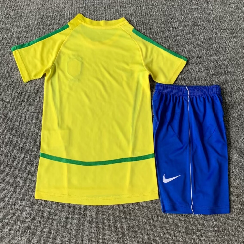 2002 Brazil Home Retro Kids Jersey - leoleo123123