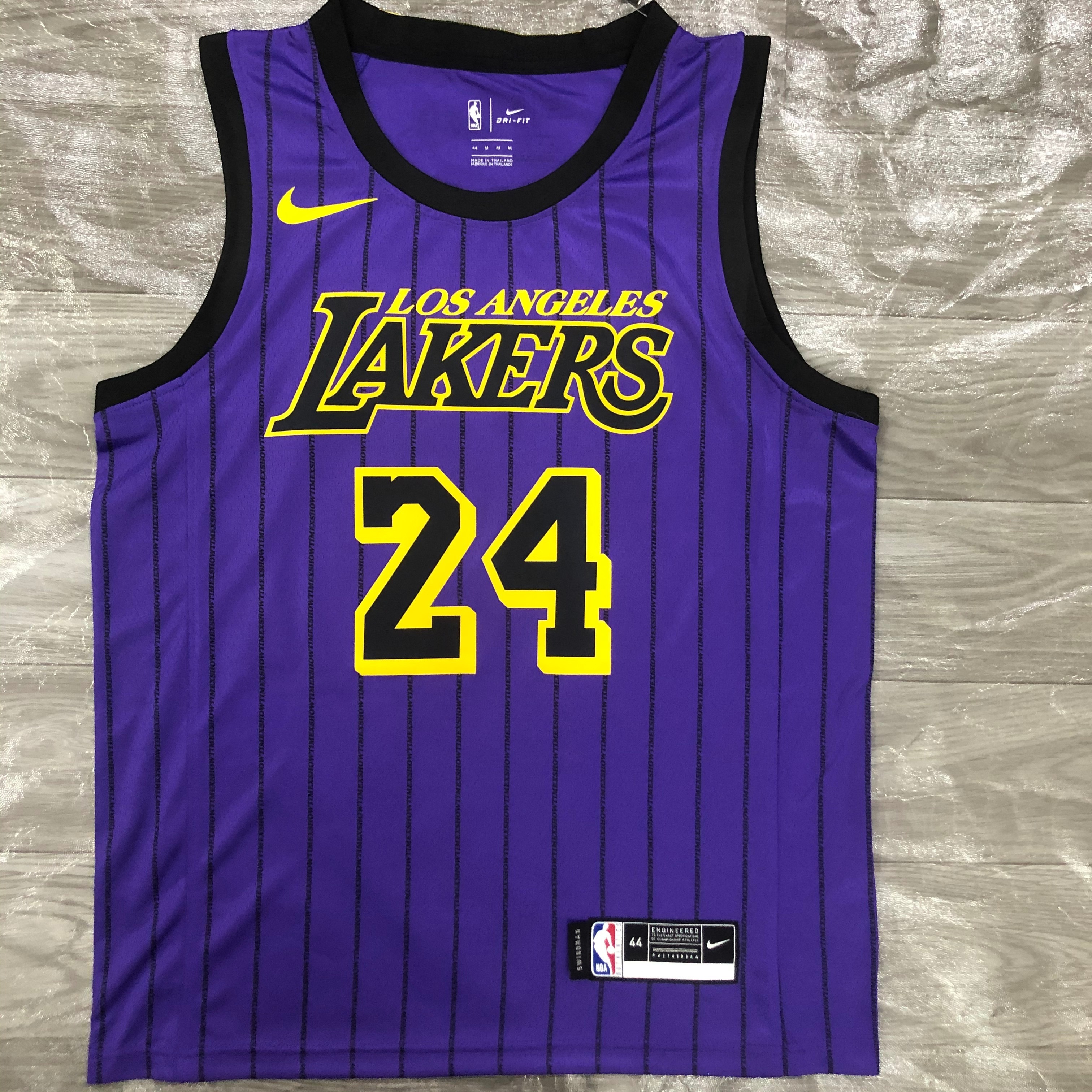NBA Men Los Angeles Lakers Retro Purple with Black Lines #24 BRYANT Round Neck Jersey High Quality Name and Number Print - leoleo123123