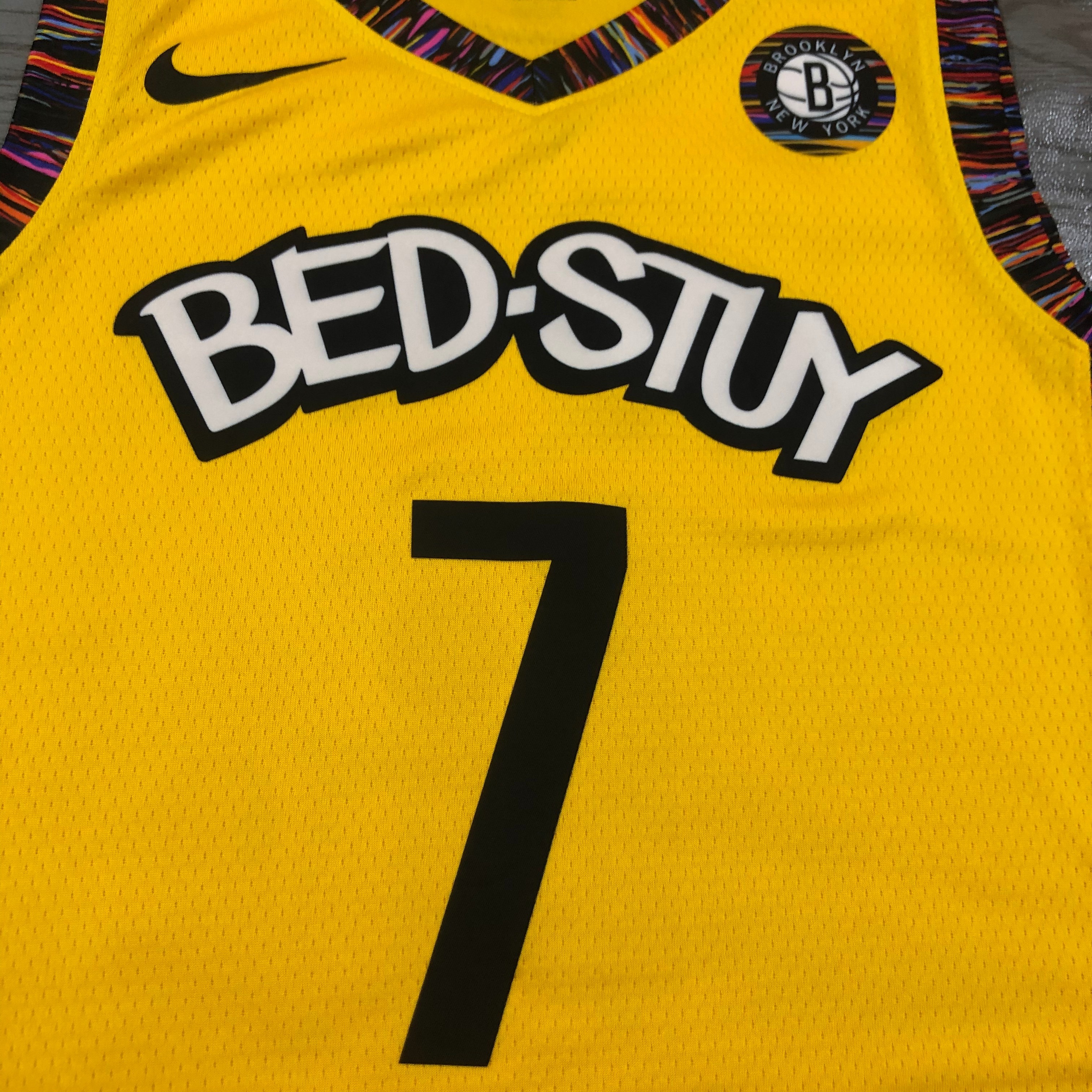 NBA Men Brooklyn Nets Yellow #7 DURANT Jersey High Quality Name and Number Print - leoleo123123