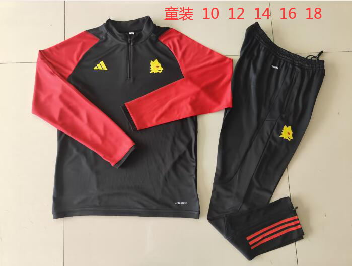 23/24 Roma Kids Black Sweater Tracksuit Thai Quality - leoleo123123