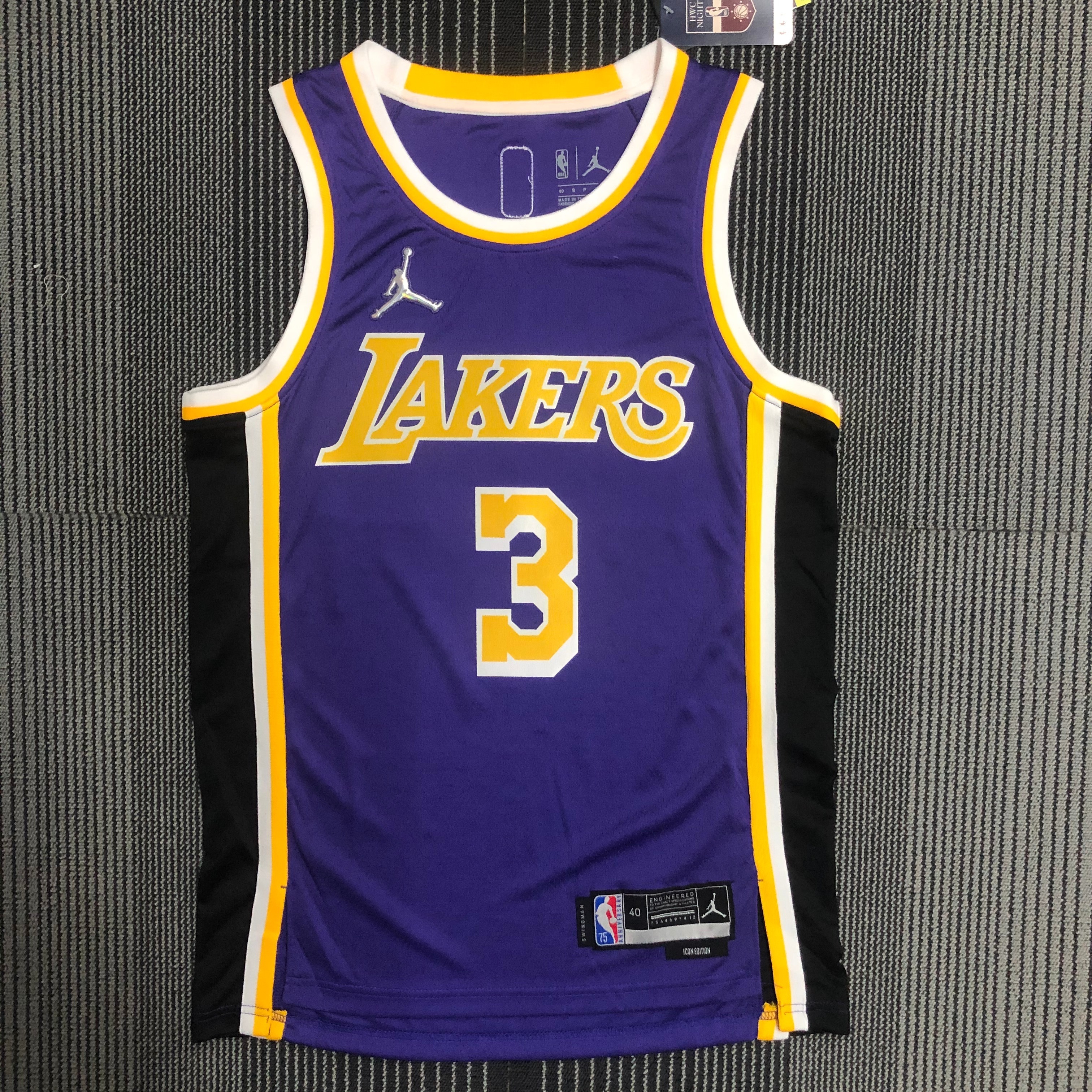 NBA Season 2022 75th Anniversary Los Angeles Lakers with Jordan Logo Purple Round Neck #3 DAVIS Jersey High Quality Name and Number Print - leoleo123123