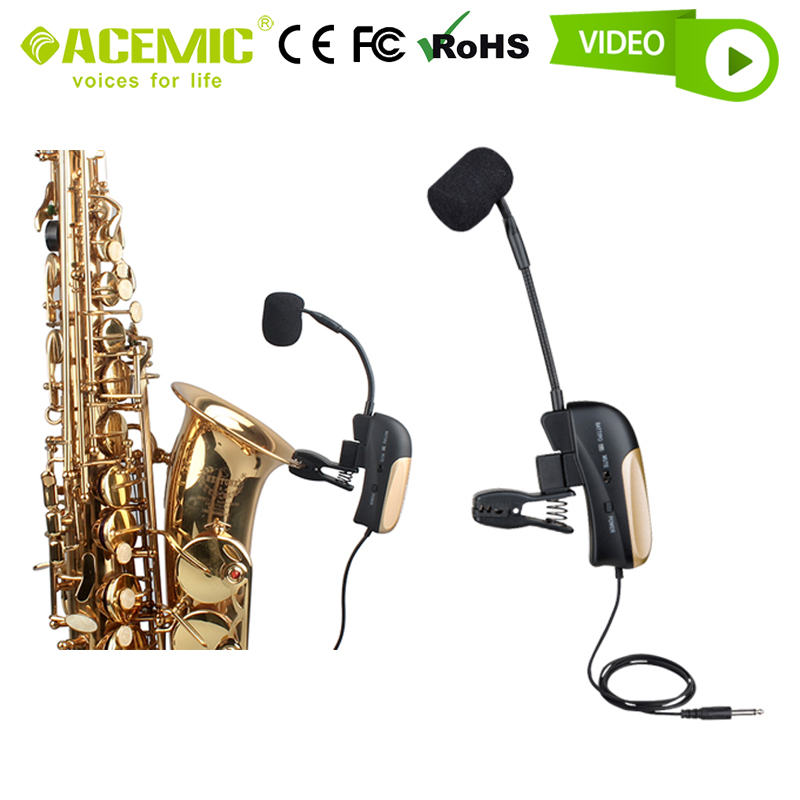 Saxophone Microphone Pickup Clip-On for Trumpet Tuba Clarinet Wind Brass Instrument Wired Condenser Alto Tenor Baritone ACEMIC - leoleo123123
