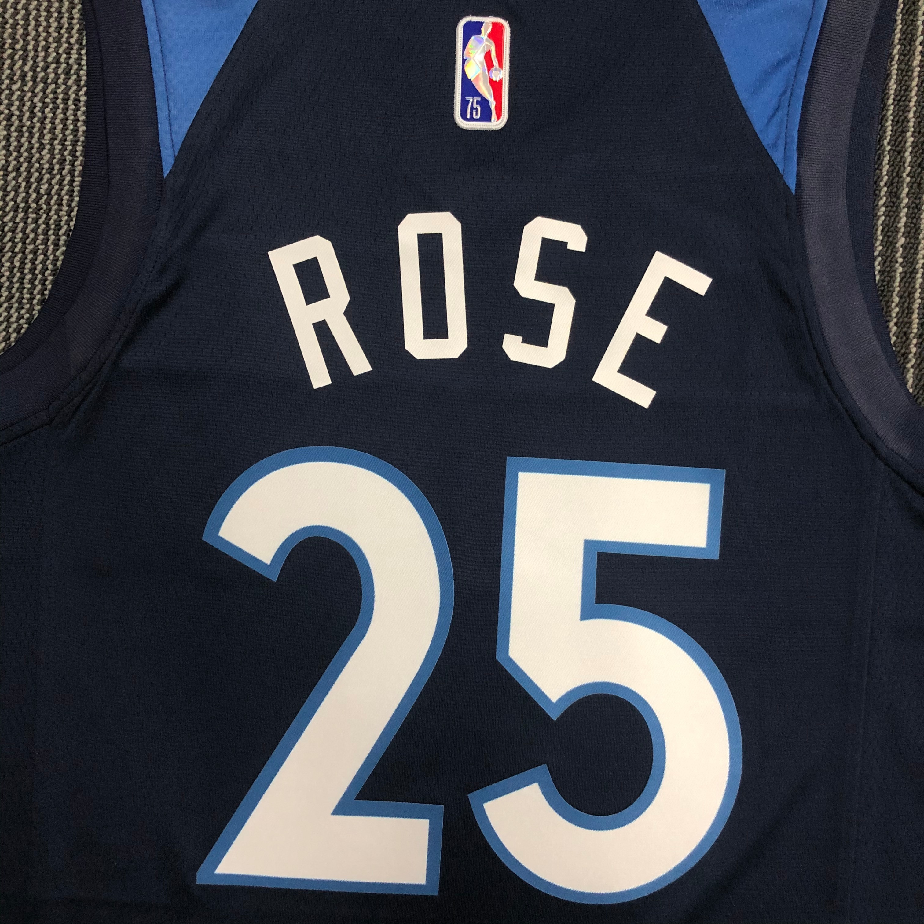 NBA Men 75th Anniversary Minnesota Timberwolves Dark Blue #25 ROSE Jersey High Quality Name and Number Print - leoleo123123