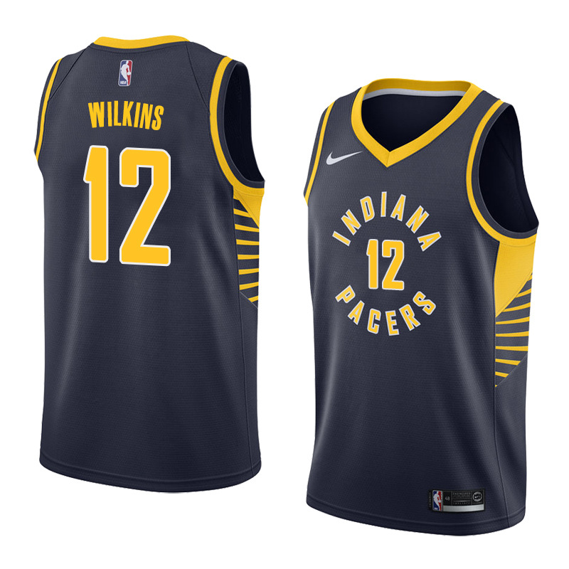 NBA Men Indiana Pacers Dark Blue #12 WILKINS Jersey High Quality Name and Number Print - leoleo123123