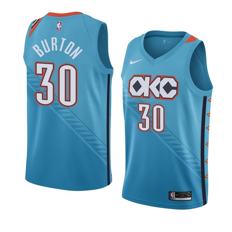 NBA Men Oklahoma City Thunder Light Blue #30 BURTON Jersey High Quality Name and Number Print - leoleo123123