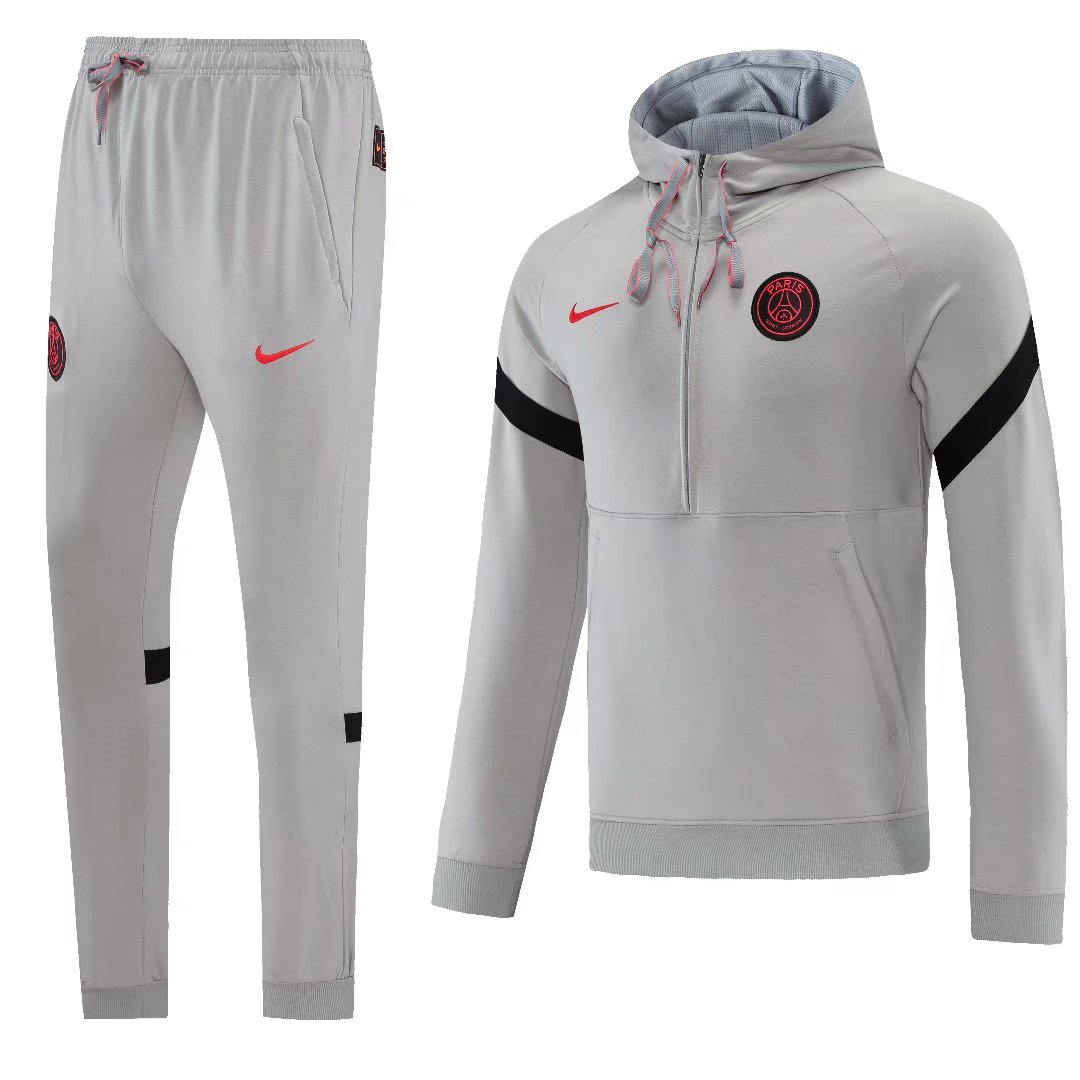 21/22 PSG Grey Jacket Tracksuit with Cap Thai Quality - leoleo123123