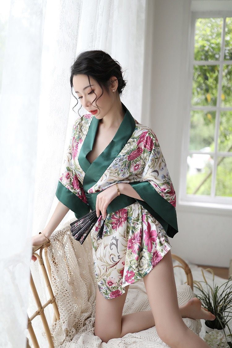 夜听香新款情趣内衣女士低胸高端诱惑喇叭袖复古日式性感和服套装 - leoleo123123