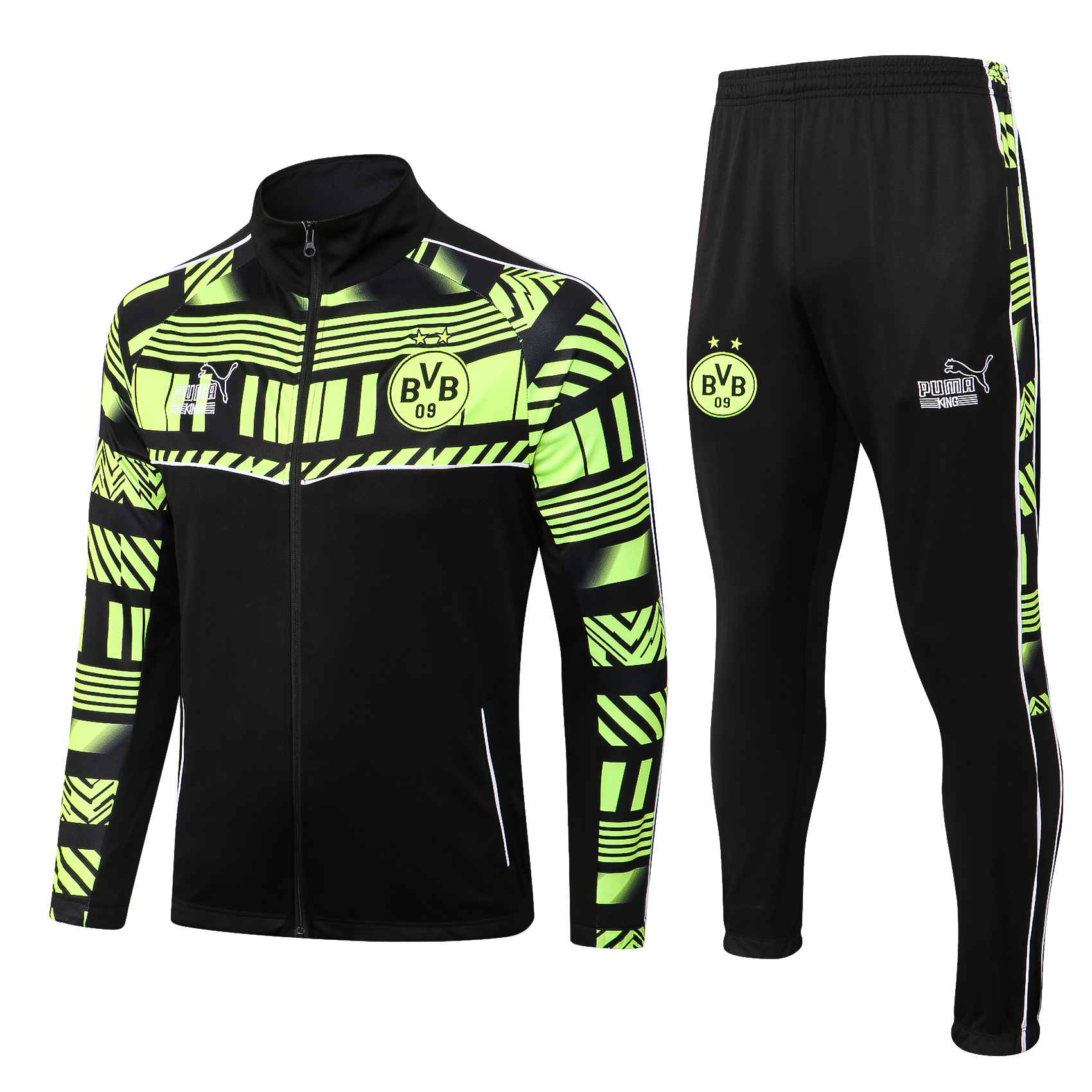 22-23 Dortmund Black with Green Ink-jet Printing Jacket Tracksuit Thai Quality - leoleo123123