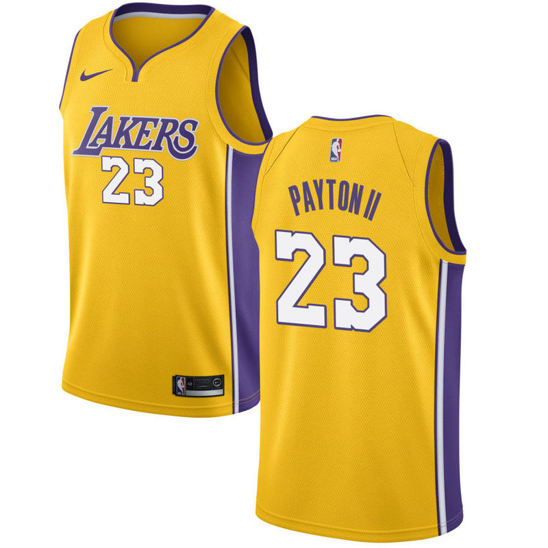 NBA Men Los Angeles Lakers #23 PAYTON Yellow V-neck Jersey High Quality Name and Number Print - leoleo123123