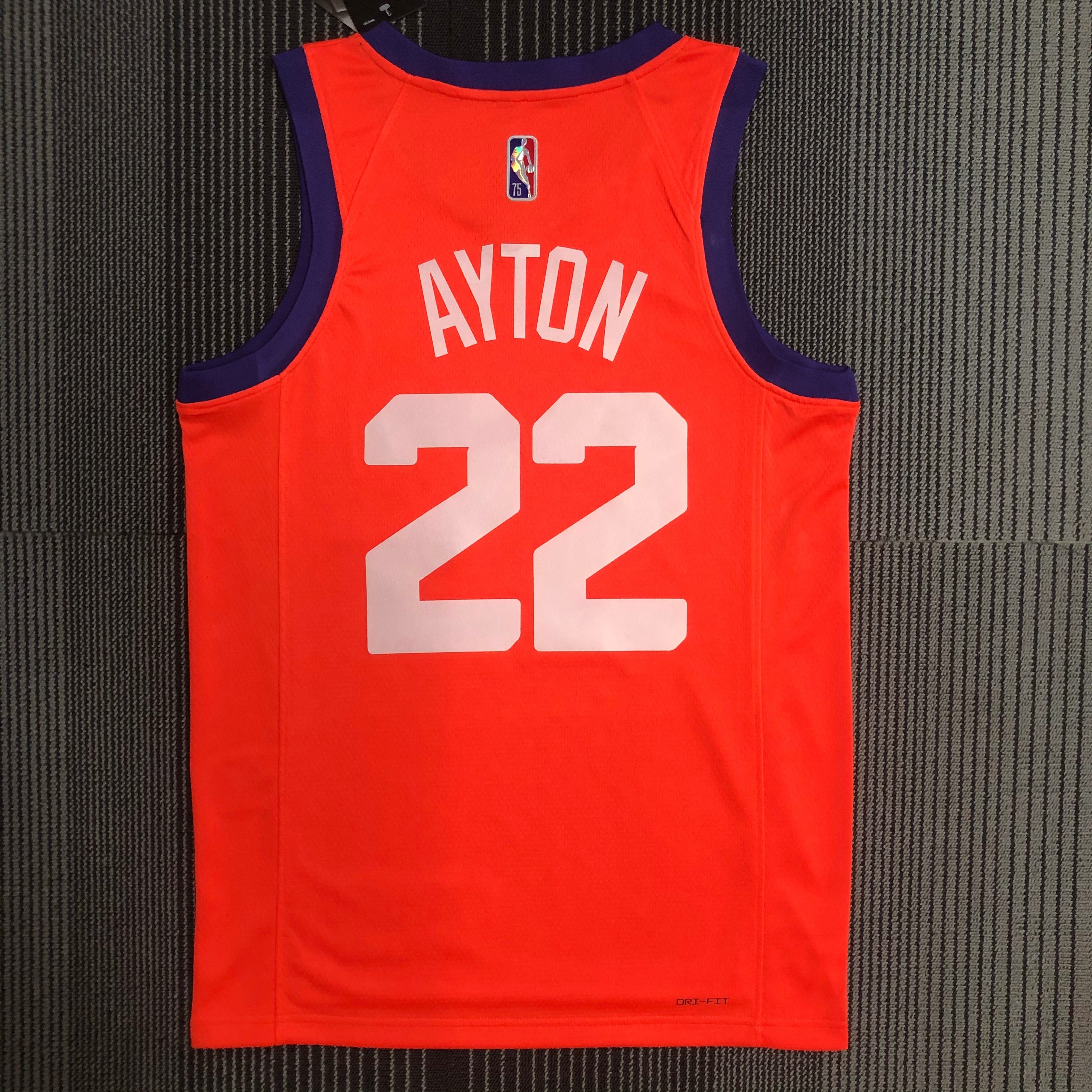 NBA Men Phoenix Suns Orange with Jordan Logo #22 AYTON Jersey High Quality Name and Number Print - leoleo123123