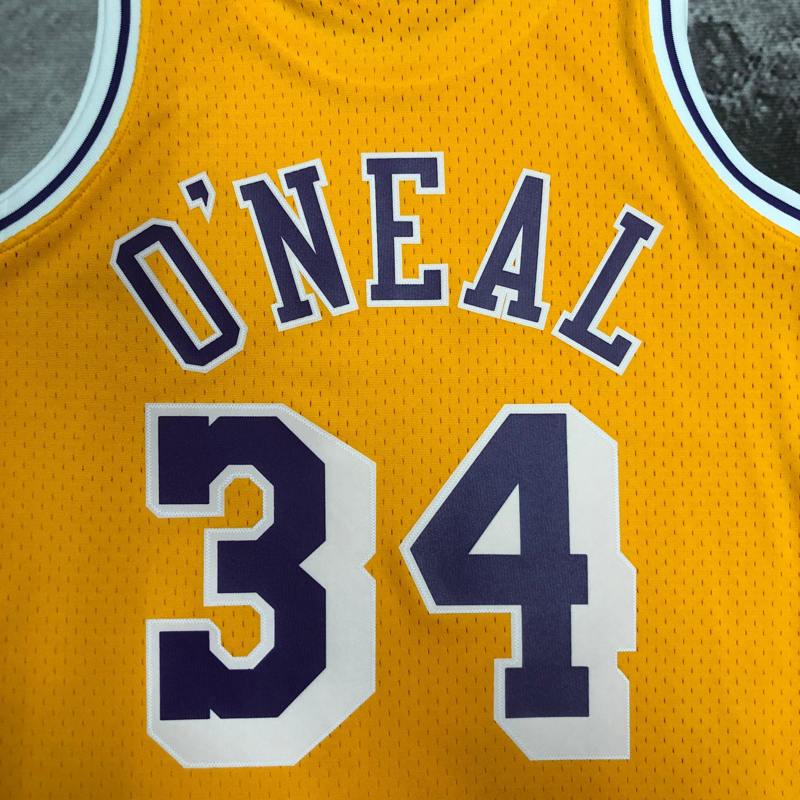 NBA Men Season 96-97 Los Angeles Lakers Yellow #34 O'NEAL Jersey High Quality Name and Number Print - leoleo123123