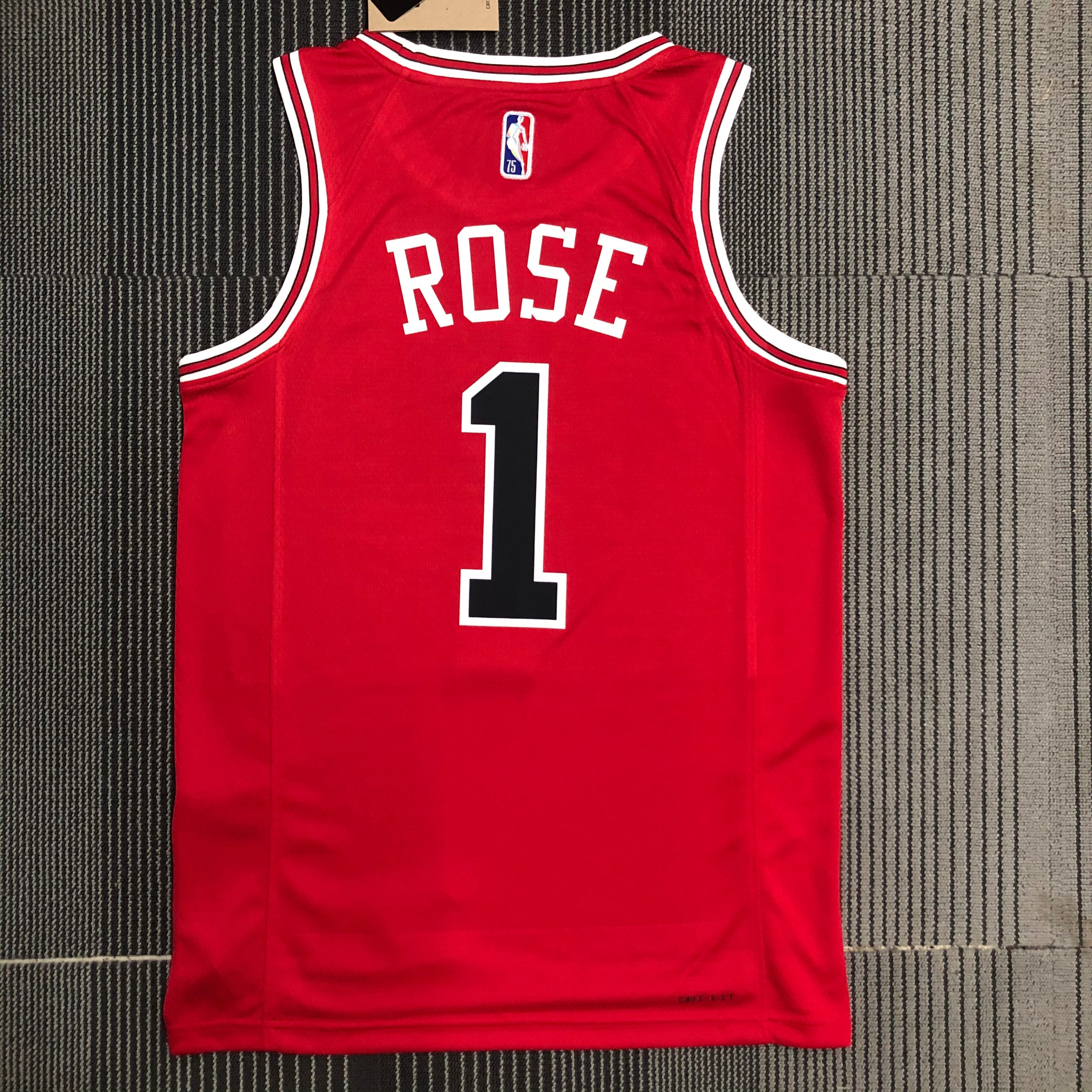 NBA Men 75th Anniversary Chicago Bulls Red #1 ROSE Jersey High Quality Name and Number Print - leoleo123123