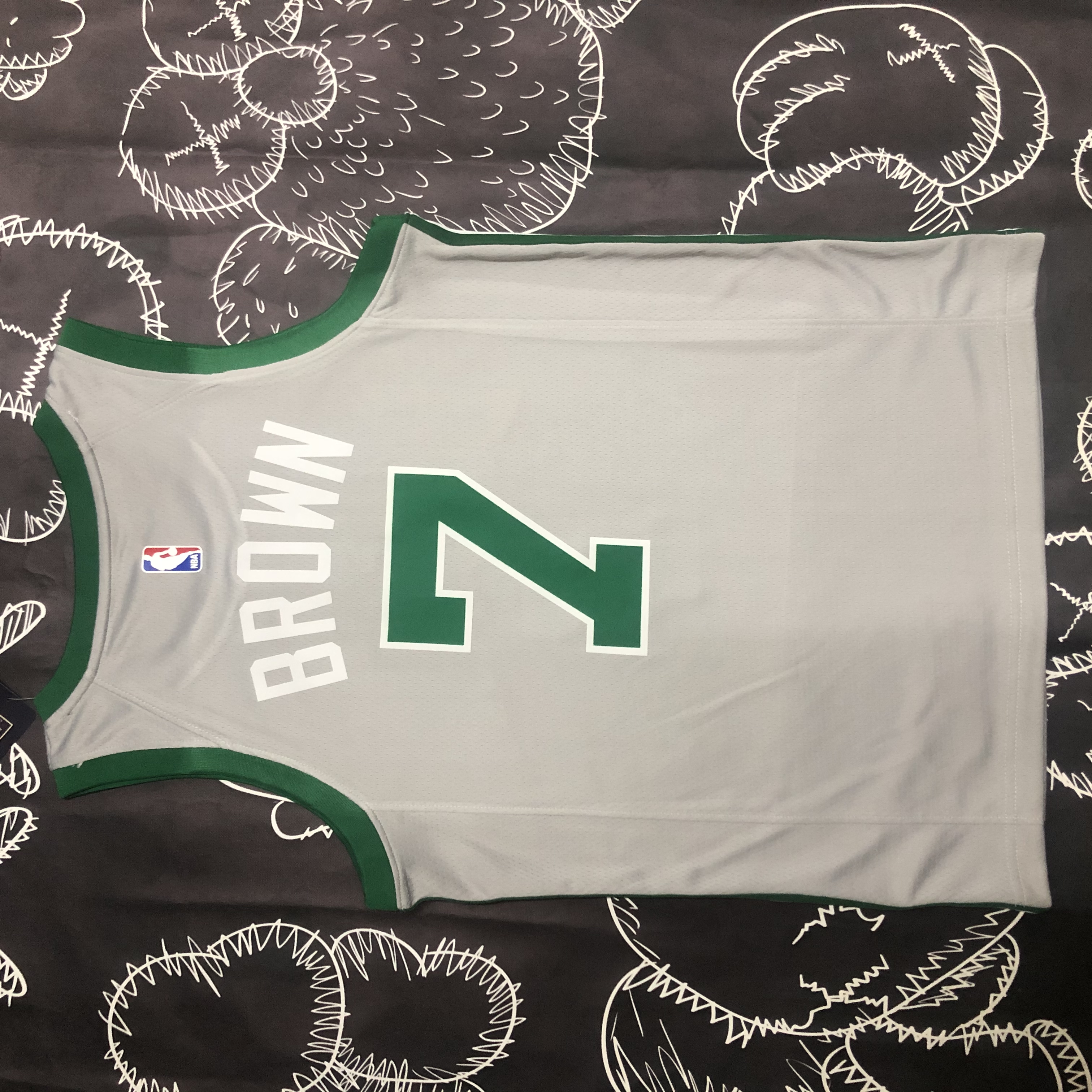 NBA Men Boston Celtics Grey #7 BROWN Jersey High Quality Name and Number Print - leoleo123123