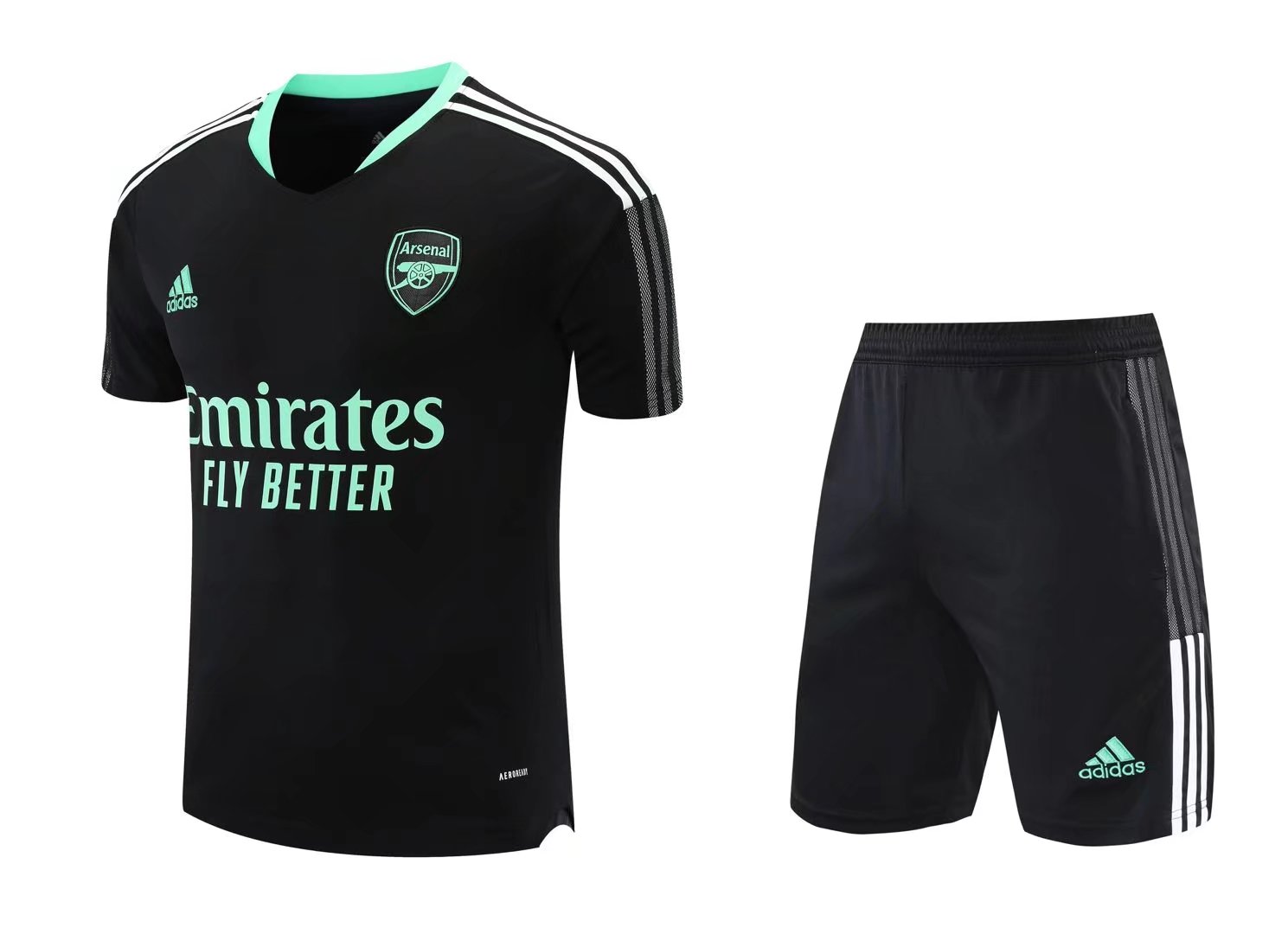 21-22 Arsenal Black Training Set--Short Sleeve and Short Pant Training Jersey - leoleo123123