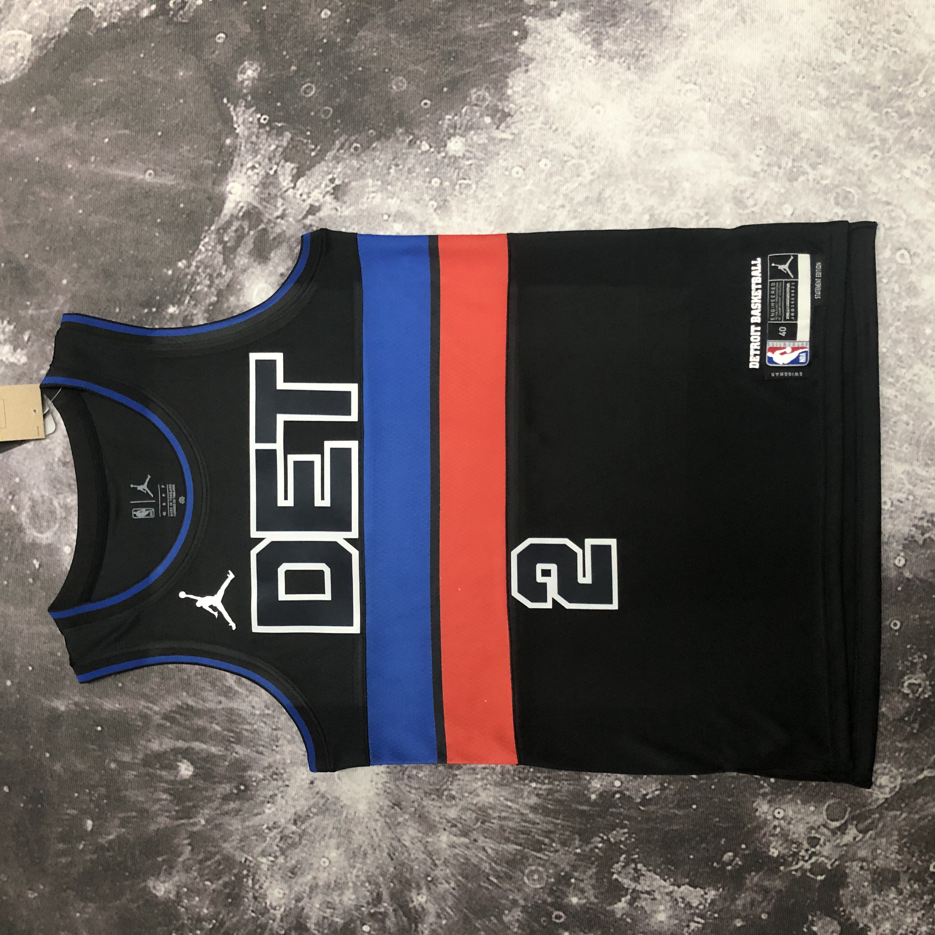 NBA Season 2023 Detroit Pistons Black with Jordan Logo #2 CUNNINGHAM Jersey High Quality Name and Number Print - leoleo123123