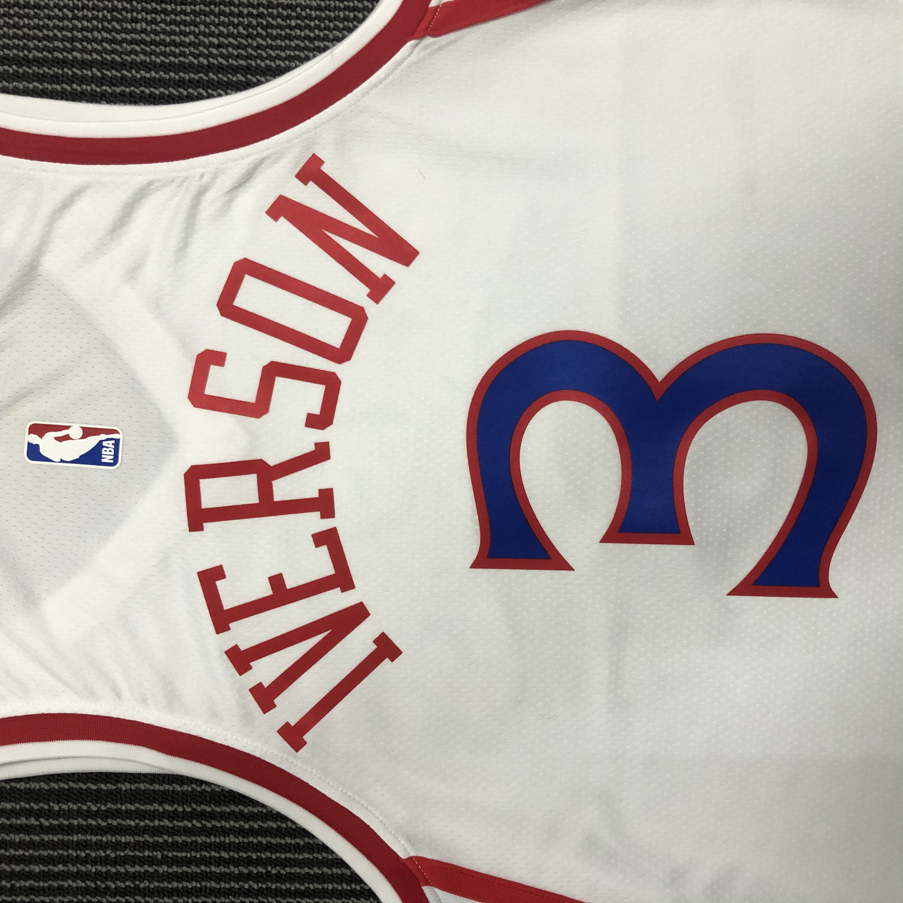 NBA Men Philadelphia 76ers White V-neck #3 IVERSON Jersey High Quality Name and Number Print - leoleo123123