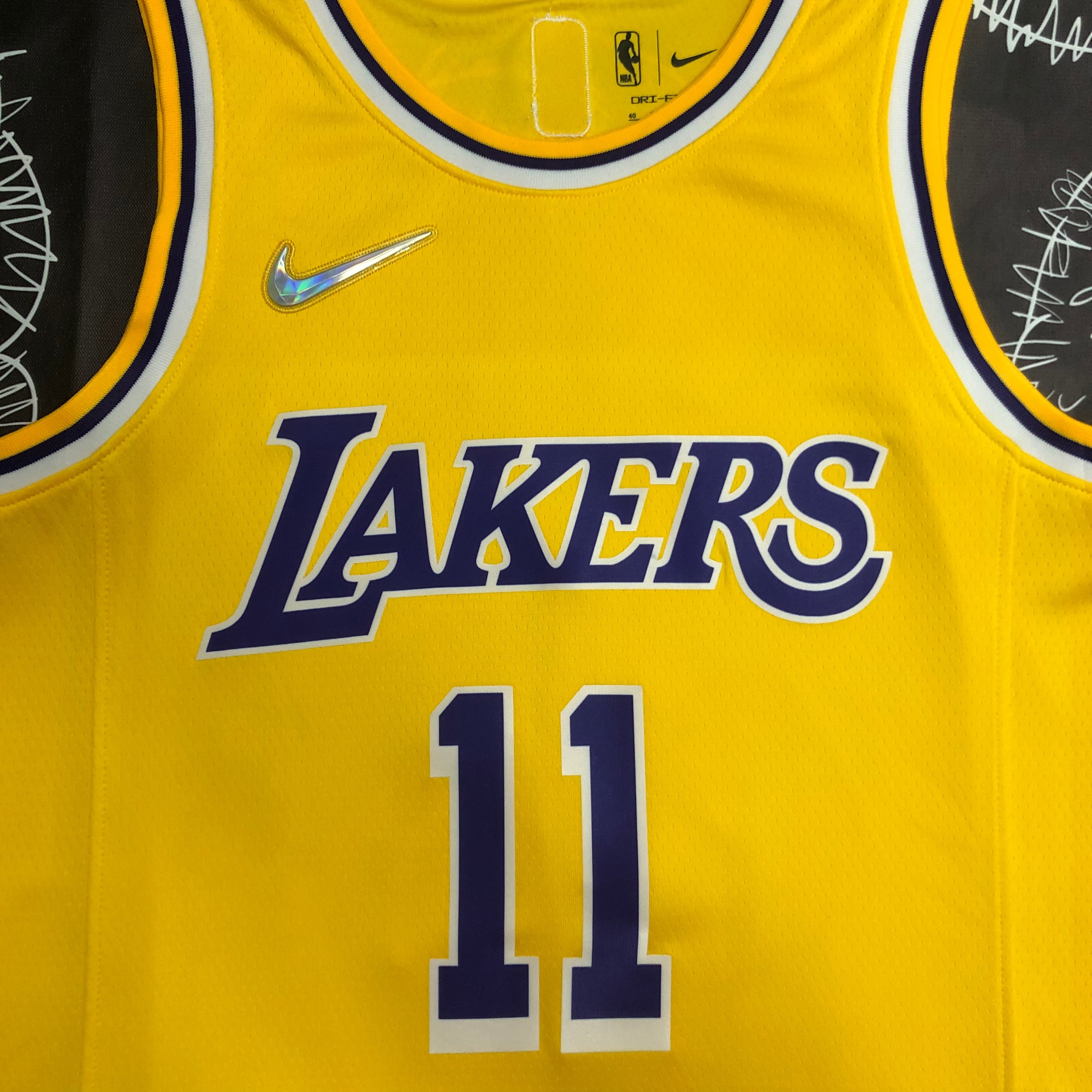 NBA 75th Anniversary Los Angeles Lakers Yellow Round Neck #11 IRVING Jersey High Quality Name and Number Print - leoleo123123