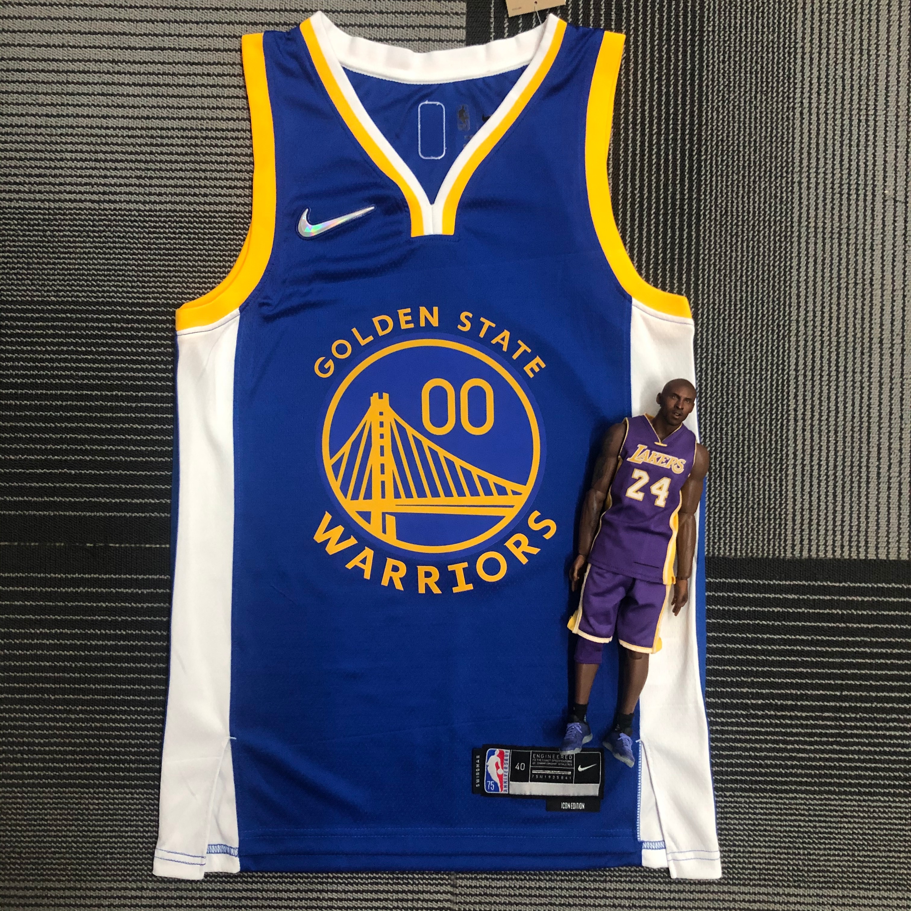 NBA Men 75th Anniversary Golden State Warriors Blue V-neck #00 KUMINGA Jersey High Quality Name and Number Print - leoleo123123
