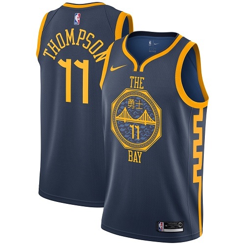 NBA Men Golden State Warriors Navy #11 THOMPSON Jersey High Quality Name and Number Print - leoleo123123