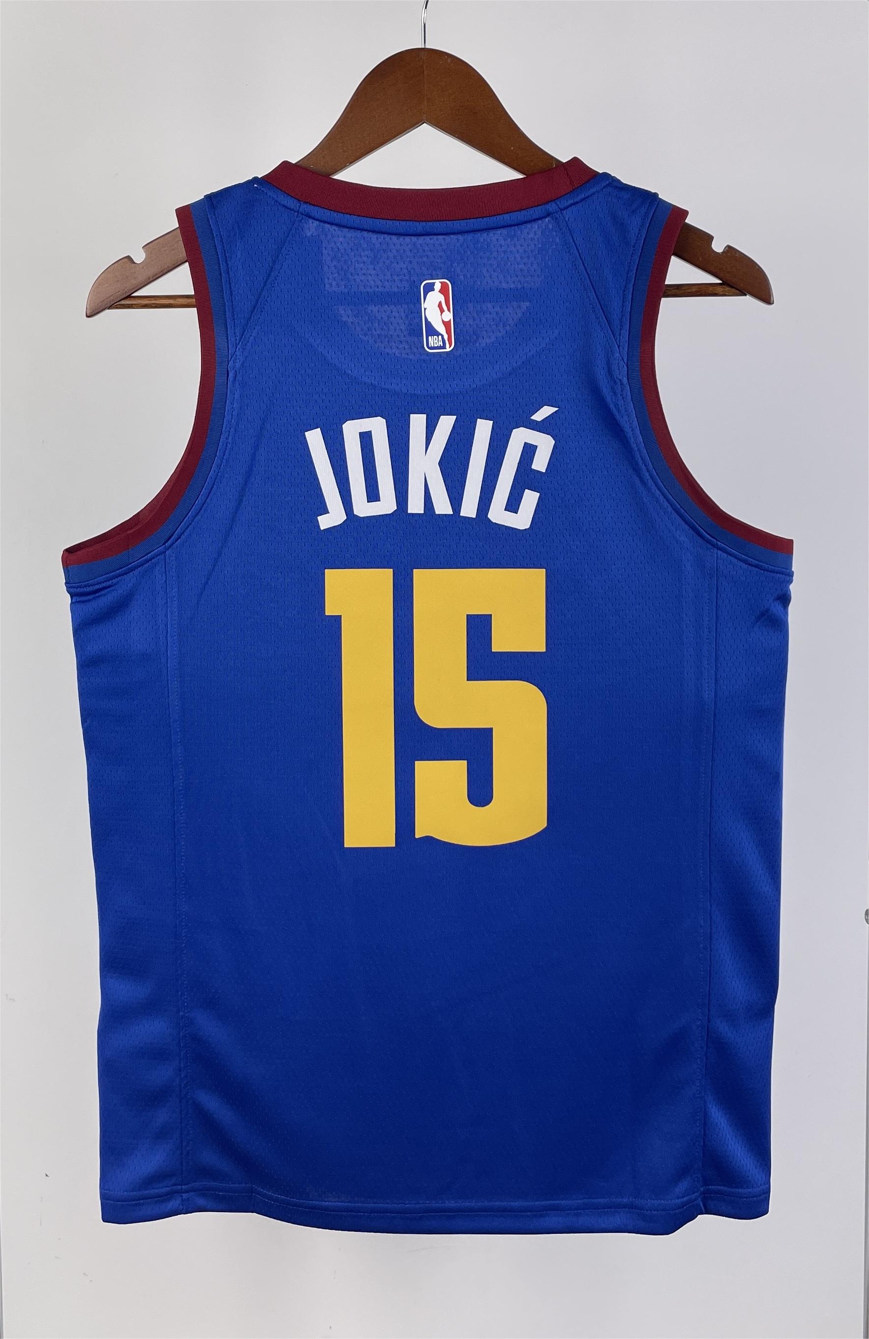 NBA Men Season 2021 Denver Nuggets Blue with Jordan Logo #15 JOKIC Jersey High Quality Name and Number Print - leoleo123123