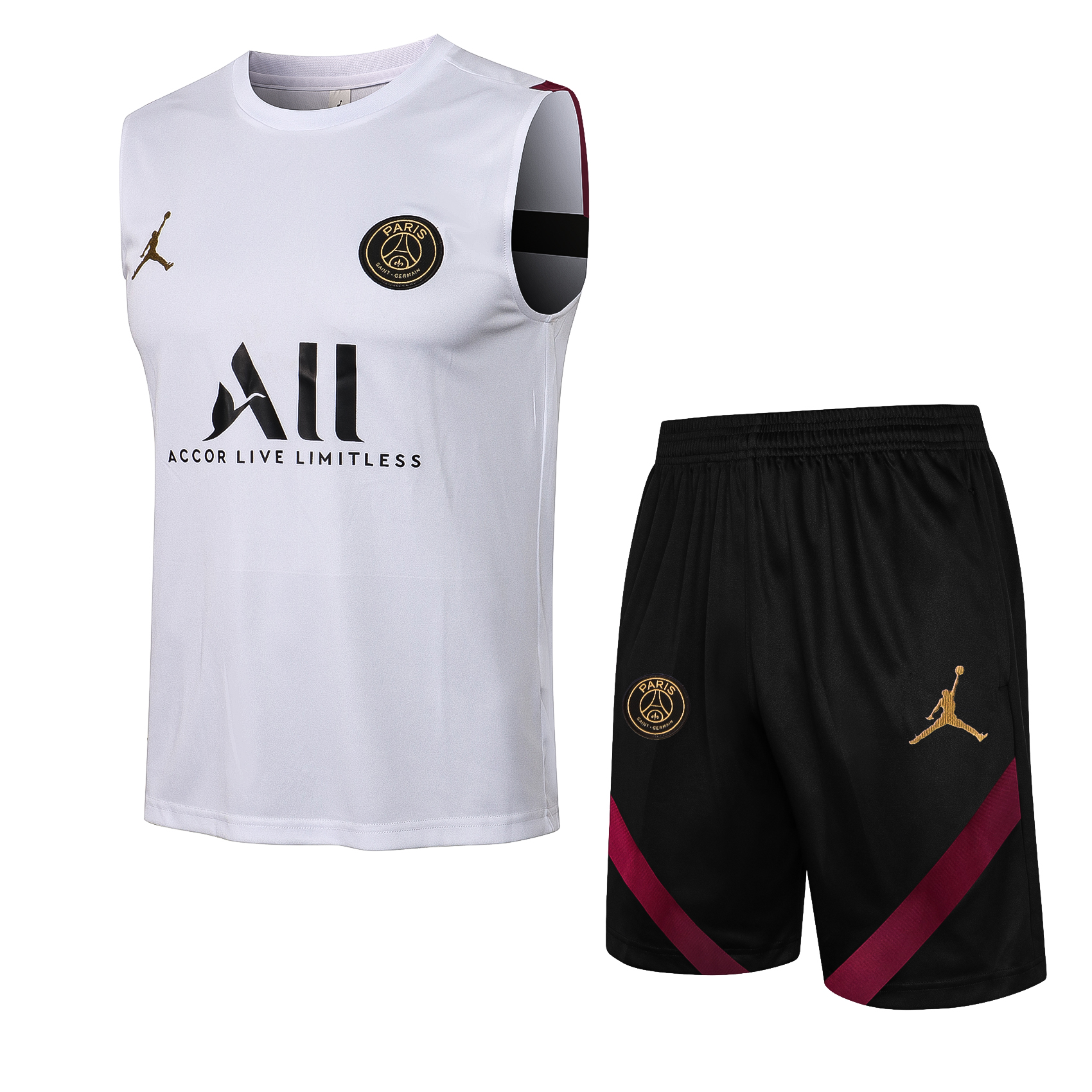 21/22 PSG White Vest Training Set--Vest and Short Pant Training Tracksuit - leoleo123123