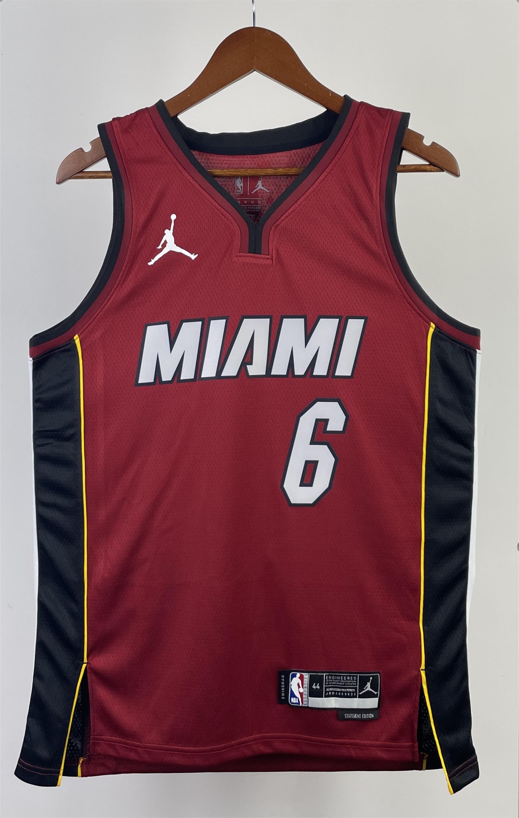 NBA Men Season 2023 Miami Heat Red #6 JAMES Jersey High Quality Name and Number Print - leoleo123123