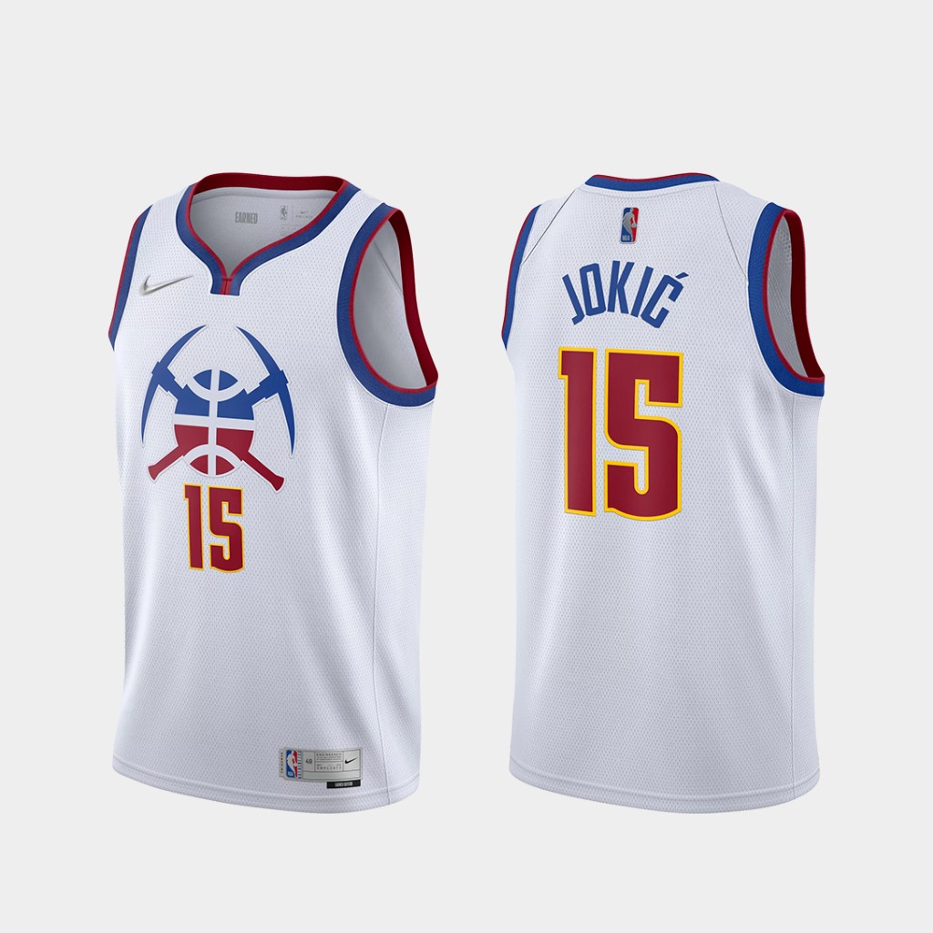 NBA Men Season 2021 Denver Nuggets White Award Version #15 JOKIC Jersey High Quality Name and Number Print - leoleo123123