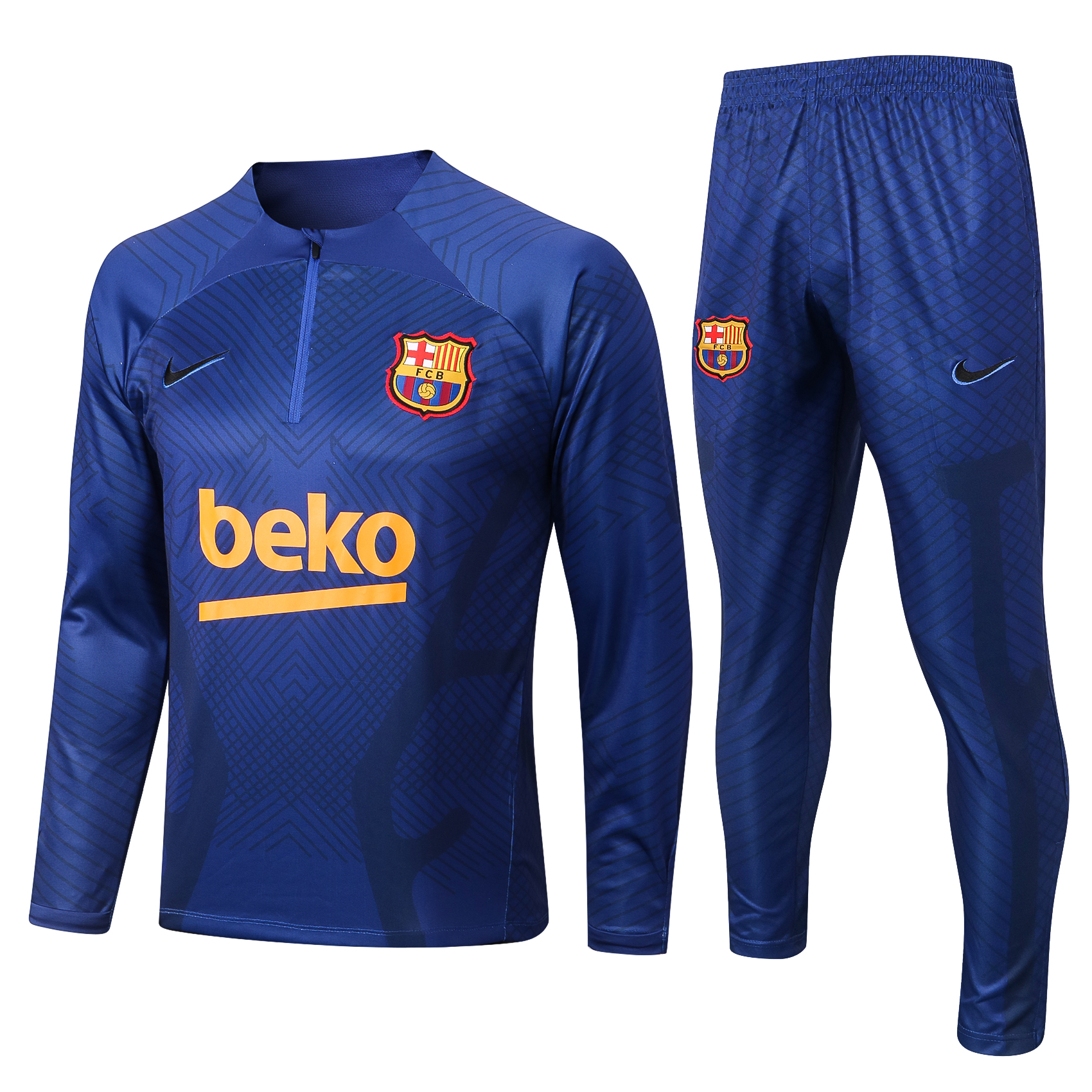 22-23 Barcelona Blue Sweater Tracksuit with Ink-jet Printing Thai Quality - leoleo123123