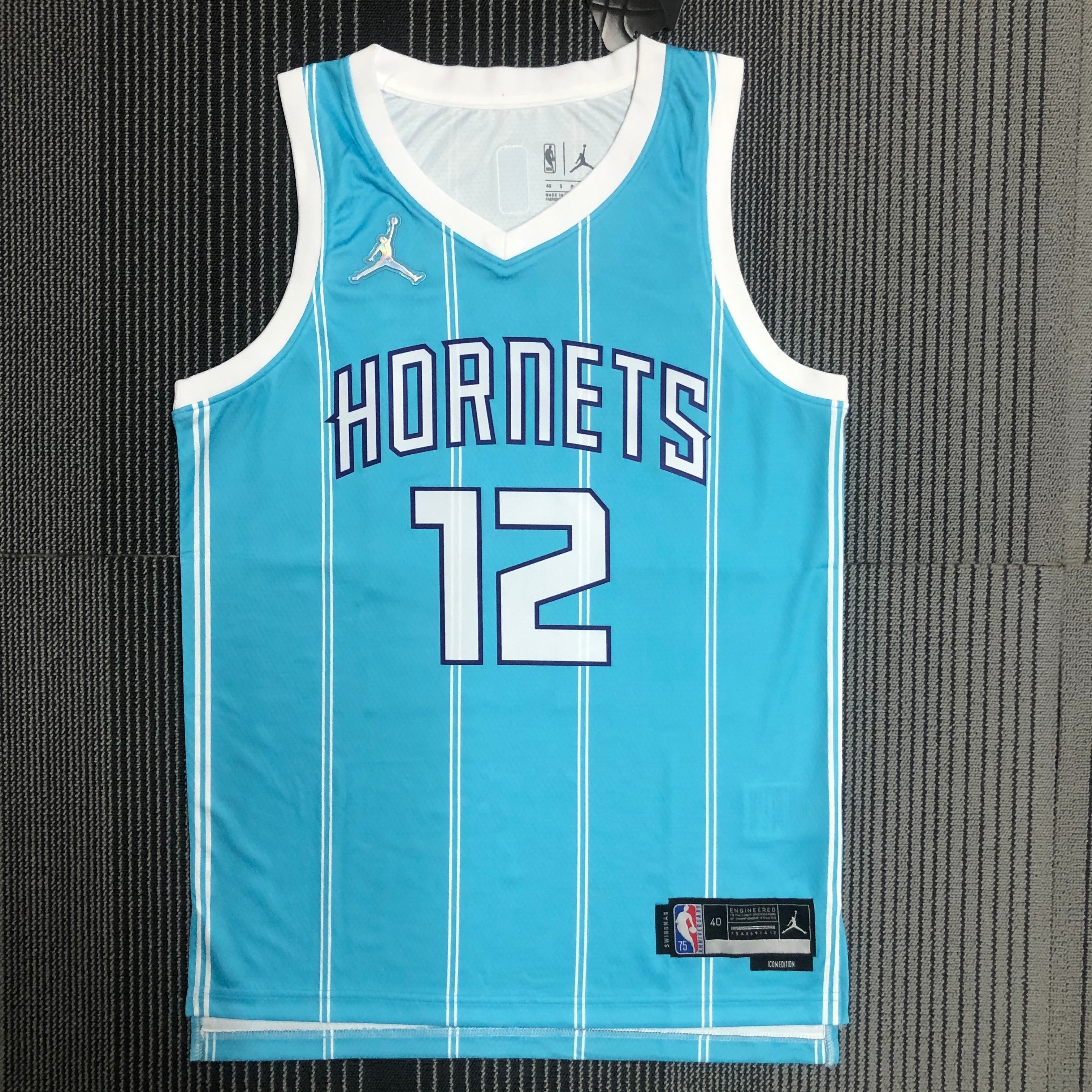 NBA Men 75th Anniversary New Season Charlotte Hornets Blue #12 DUBRE JR. Jersey High Quality Name and Number Print - leoleo123123