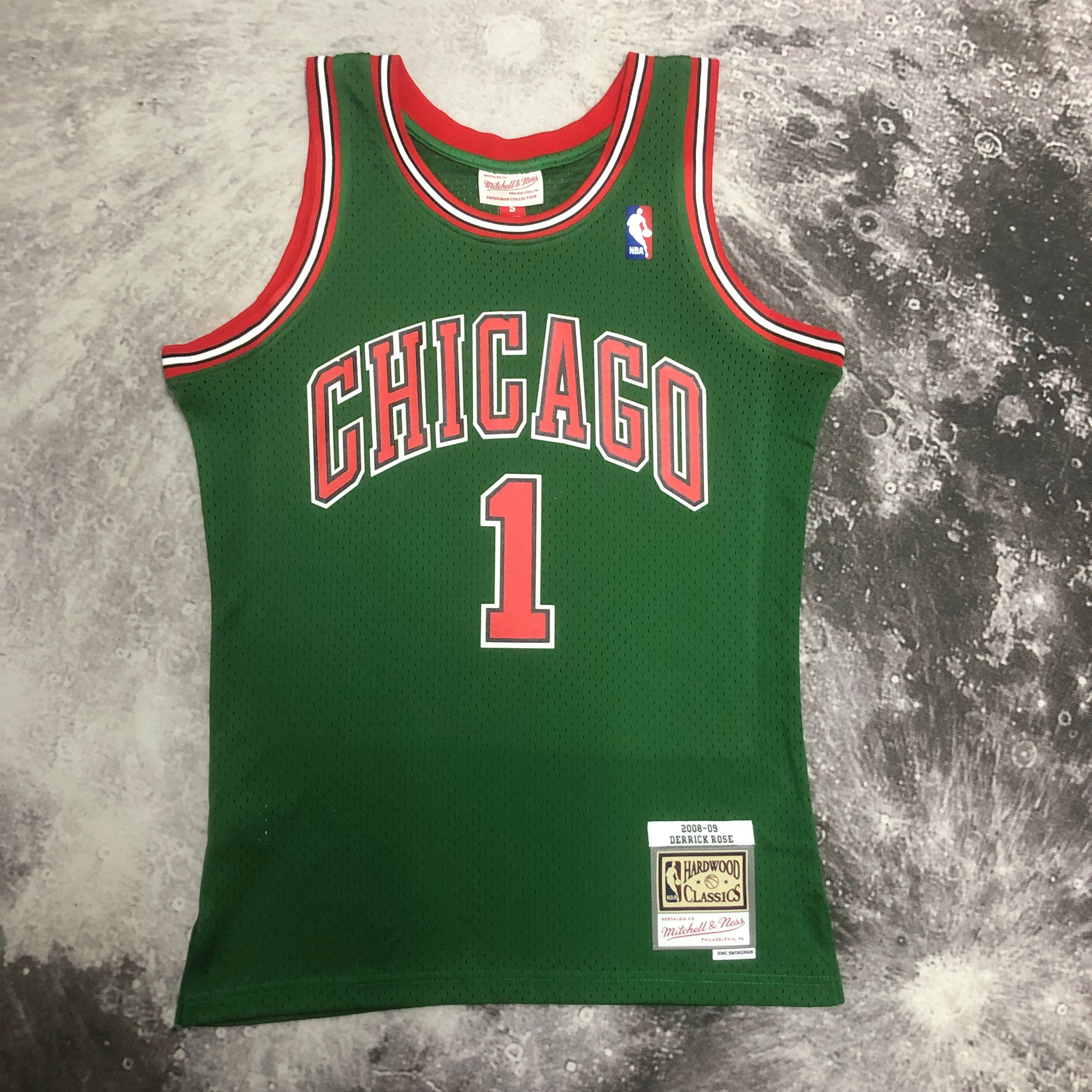 NBA Men Season 08-09 Retro Chicago Bulls Green #1 ROSE with Red Letter Jersey High Quality Name and Number Print - leoleo123123