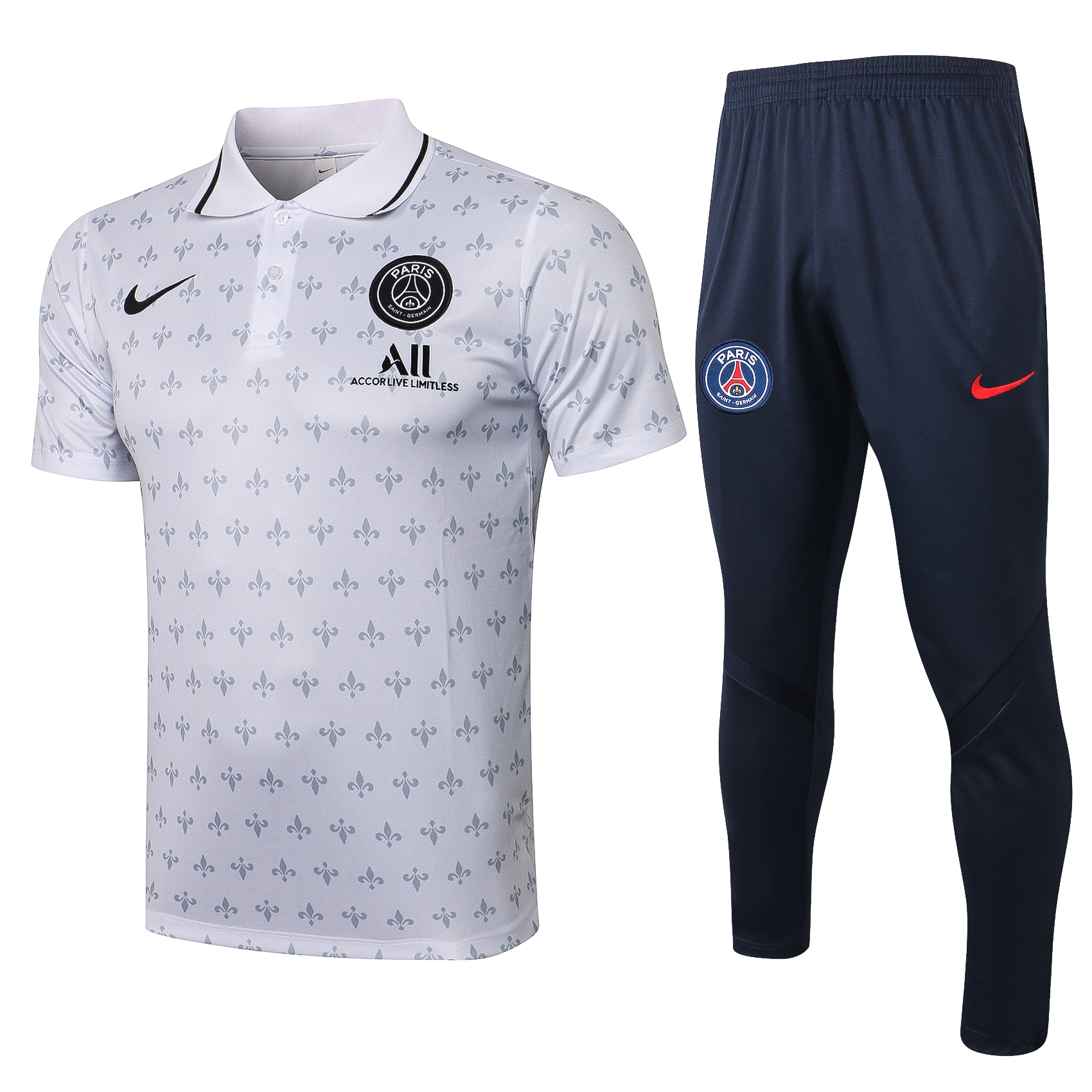 21-22 PSG White Polo Training Tracksuit Thai Quality - leoleo123123