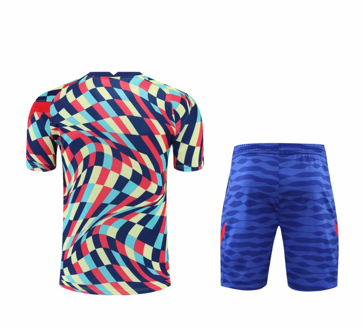 New 2021 Barcelona Red, Blue and Yellow Training Set--Short Sleeve and Short Pant Training Tracksuit - leoleo123123